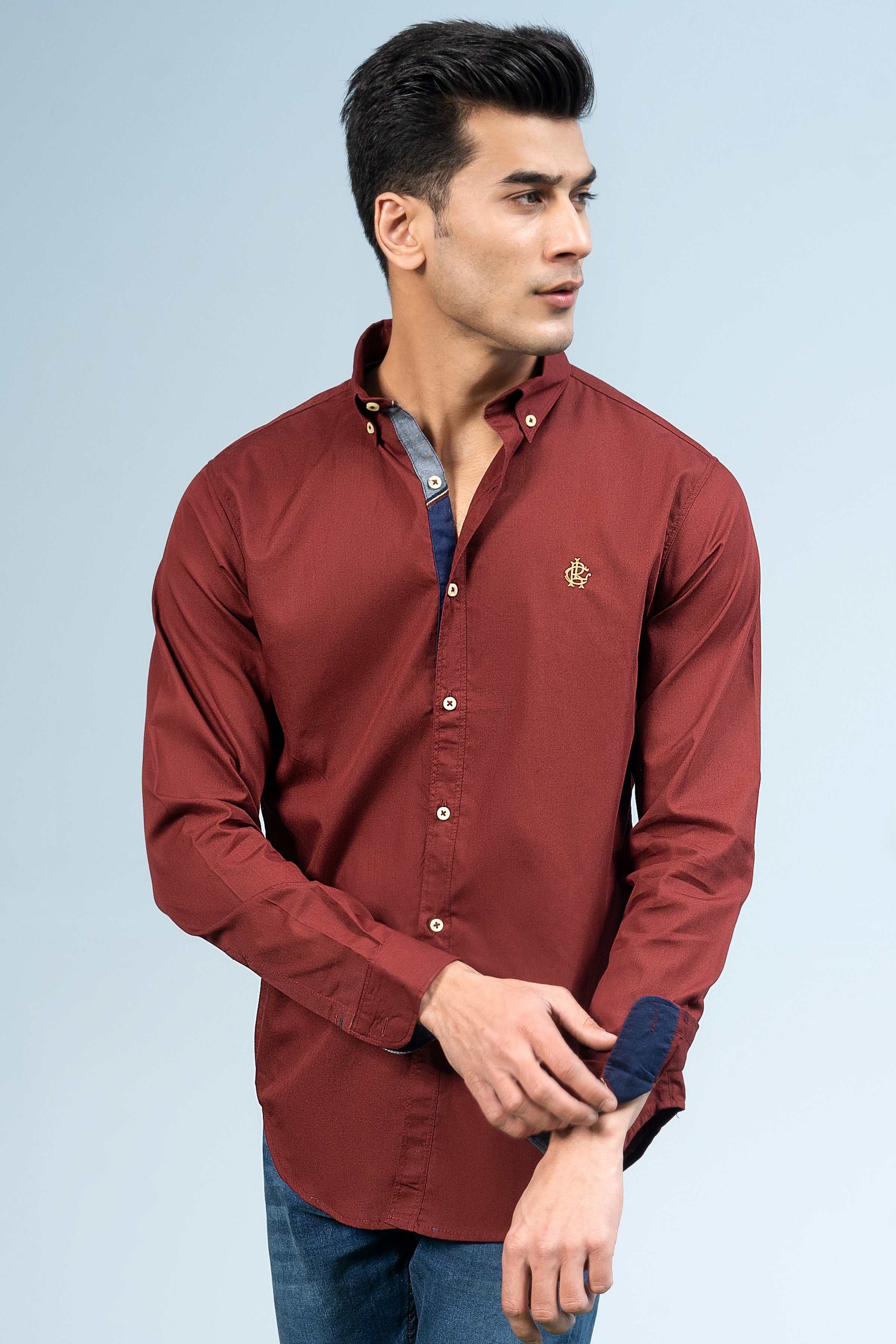 CASUAL SHIRT MAROON at Charcoal Clothing