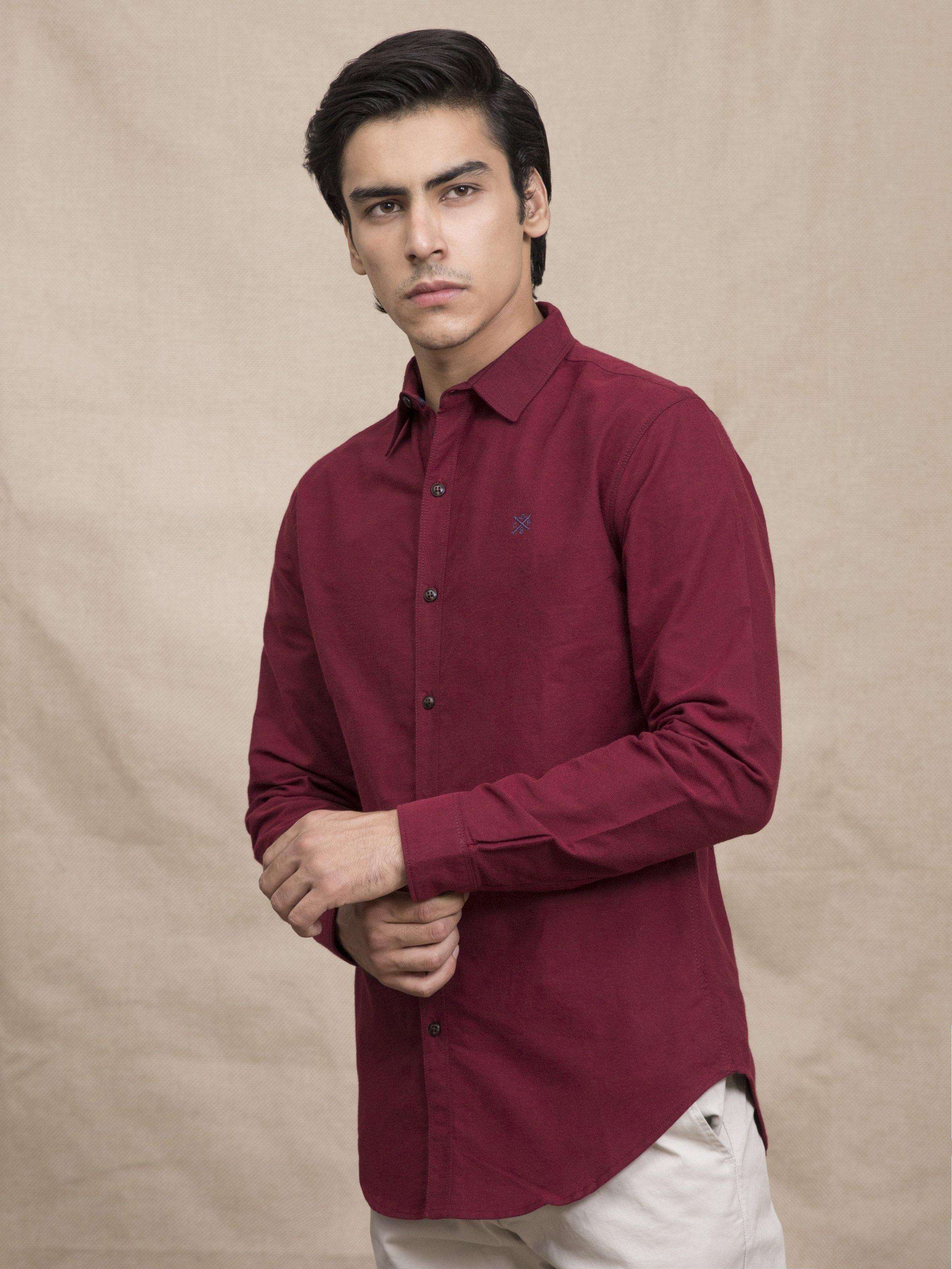 CASUAL SHIRT MAROON at Charcoal Clothing