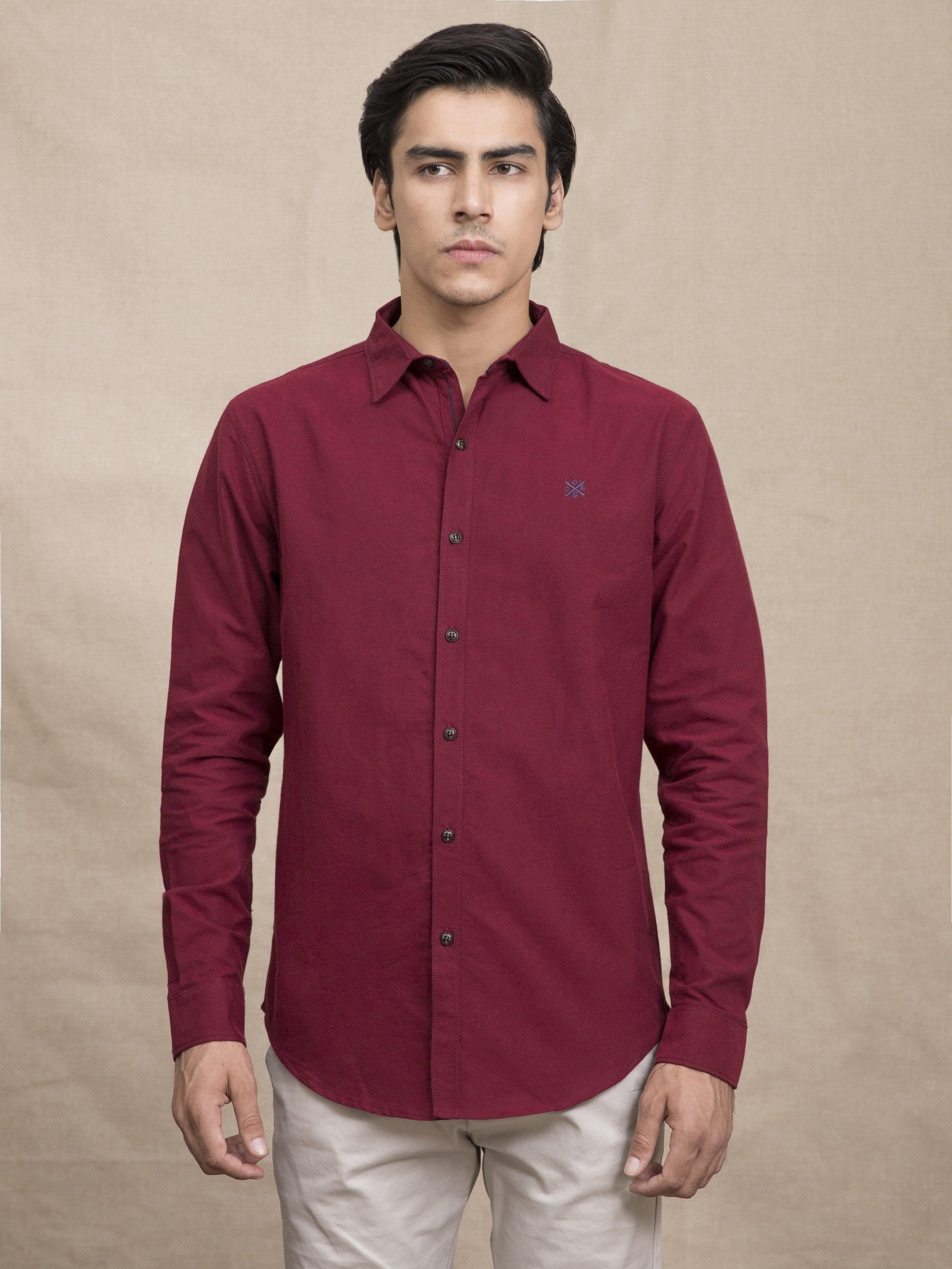 CASUAL SHIRT MAROON at Charcoal Clothing