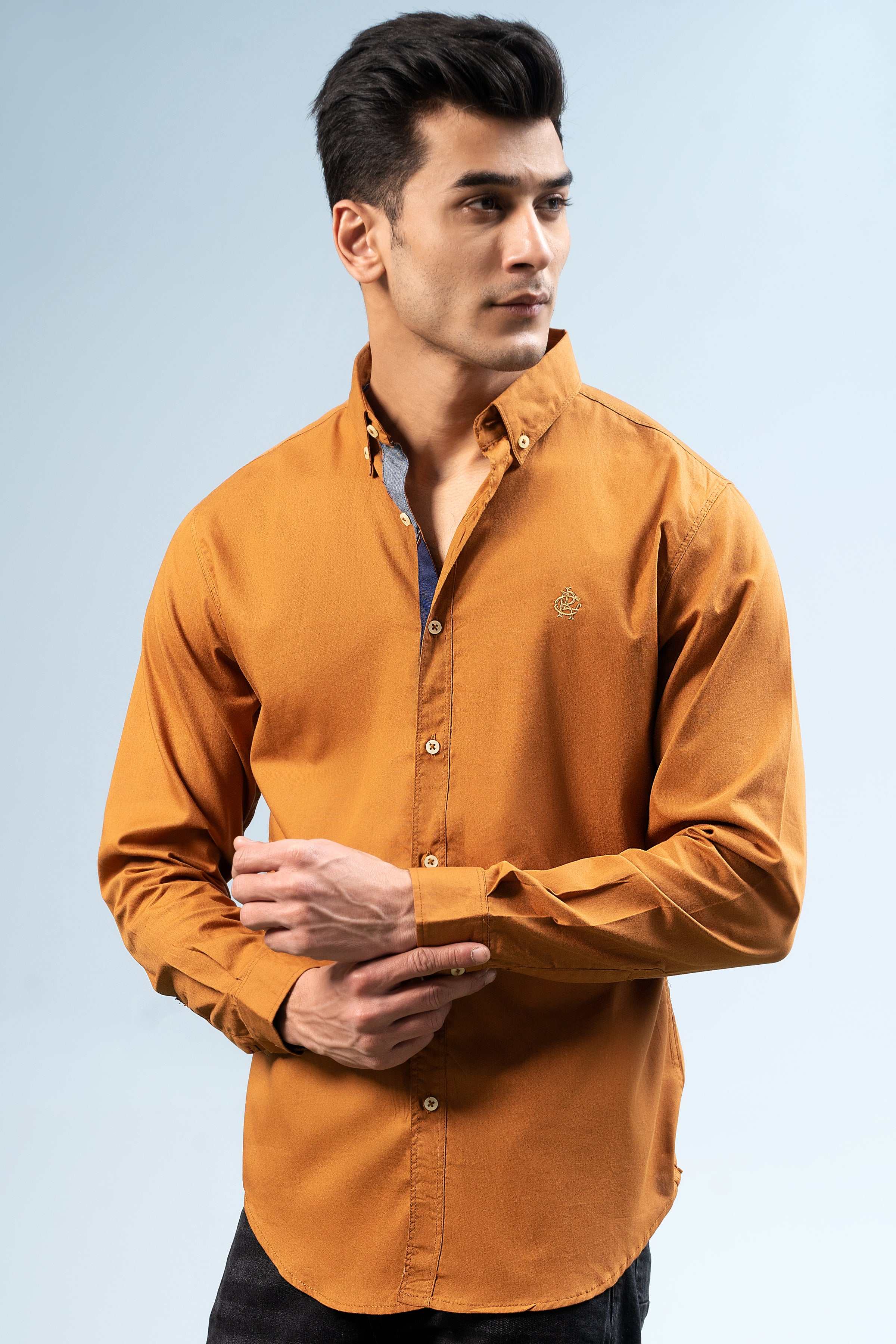 CASUAL SHIRT MUSTARD at Charcoal Clothing