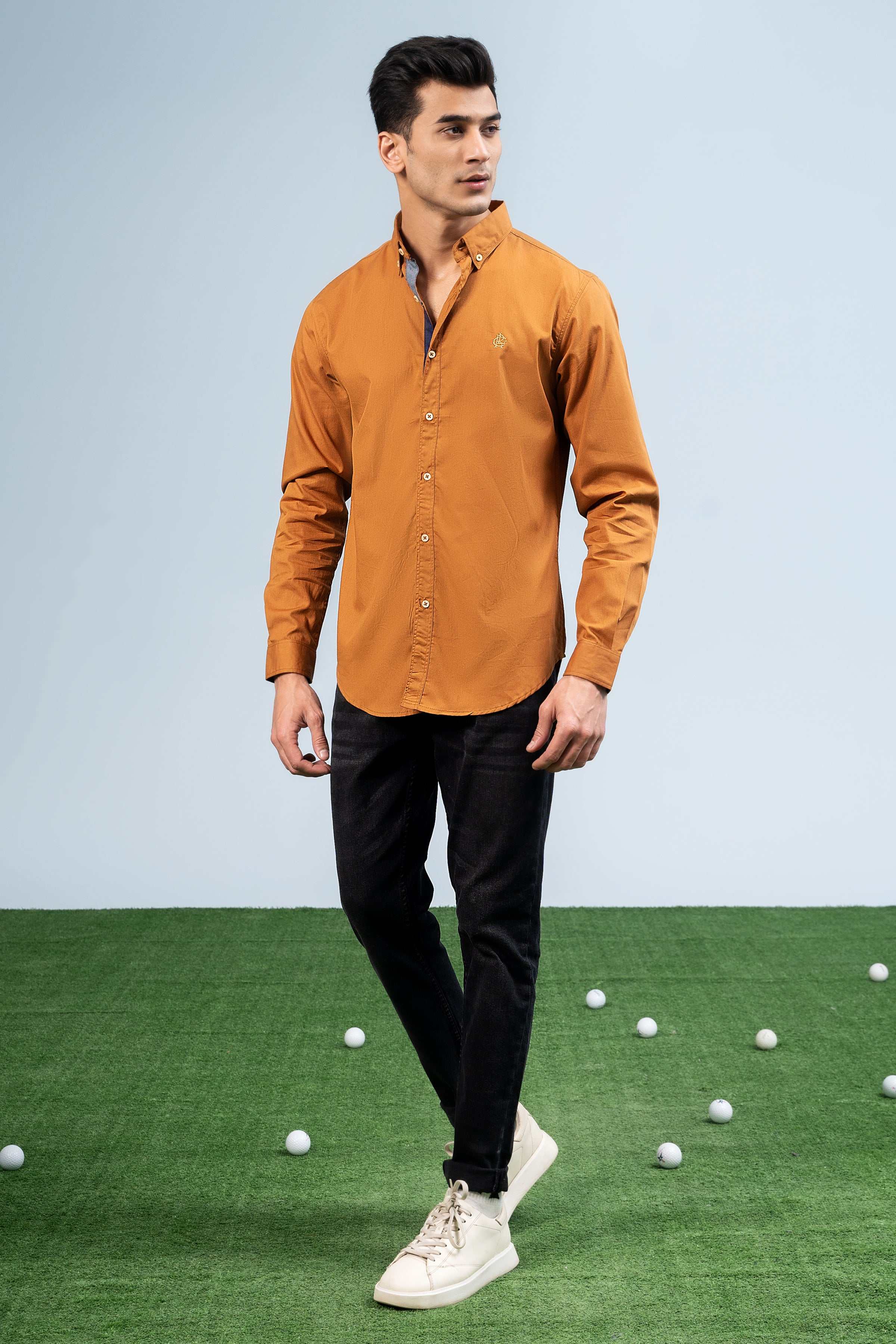 CASUAL SHIRT MUSTARD at Charcoal Clothing