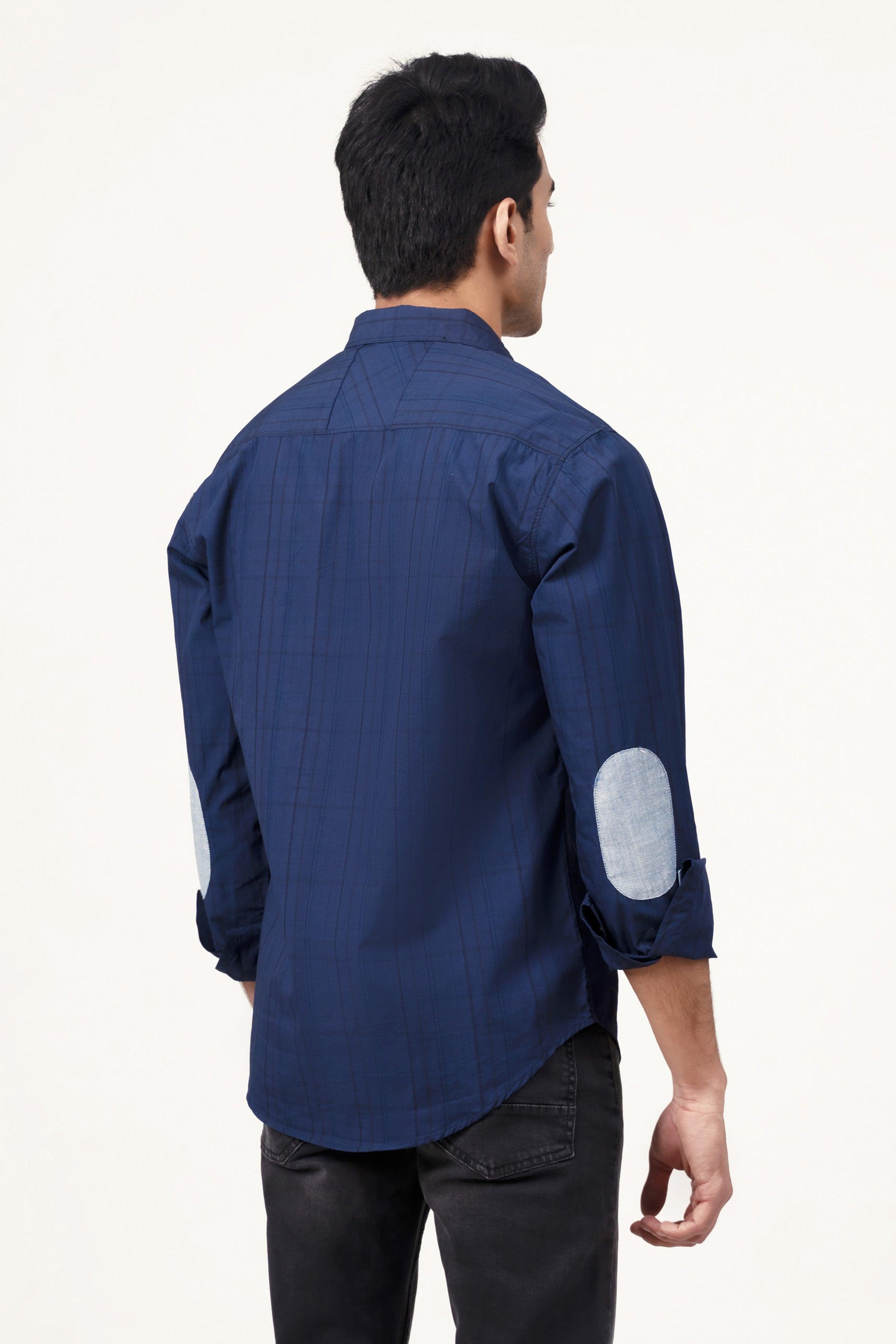 CASUAL SHIRT NAVY BLACK CHECK at Charcoal Clothing