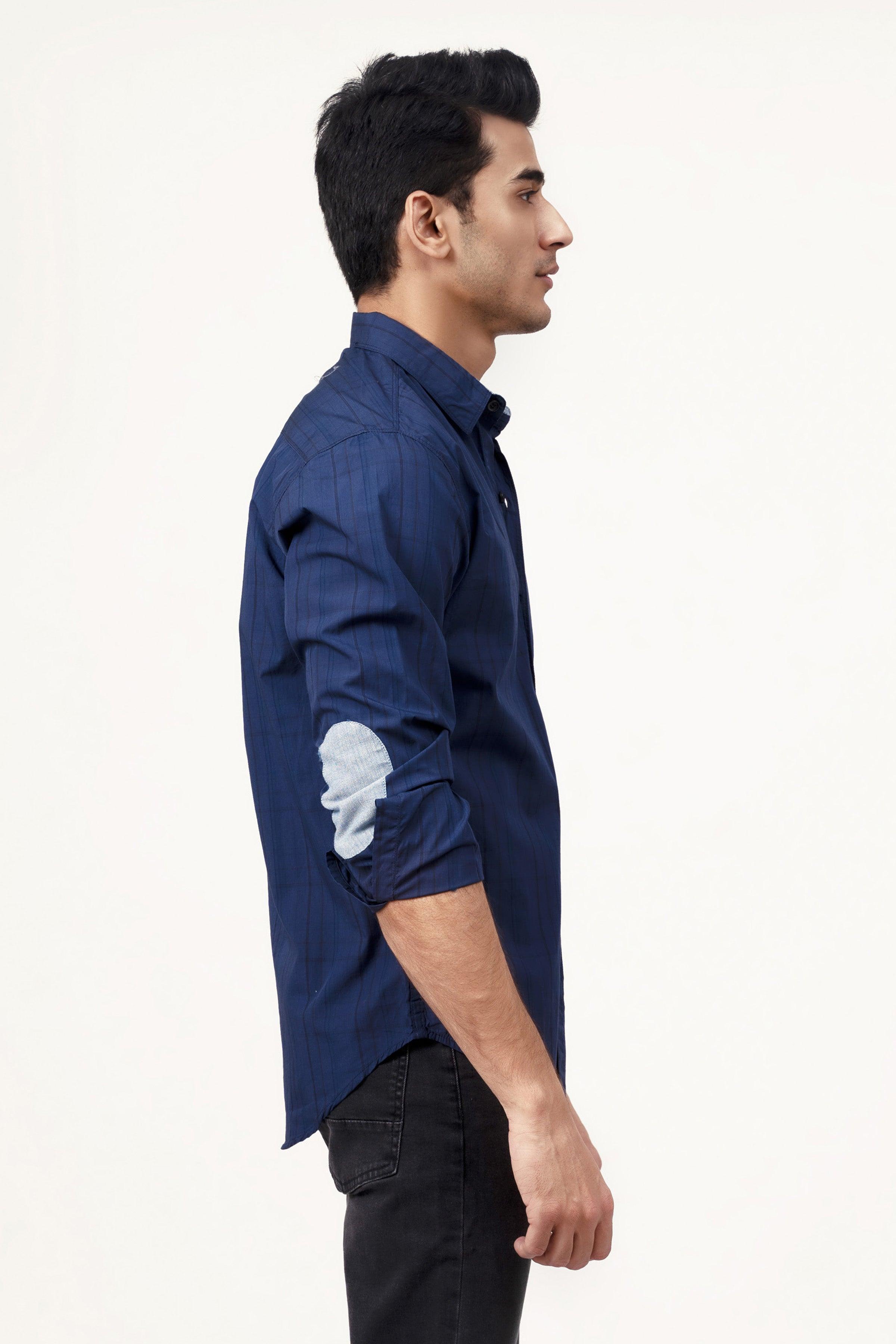 CASUAL SHIRT NAVY BLACK CHECK at Charcoal Clothing