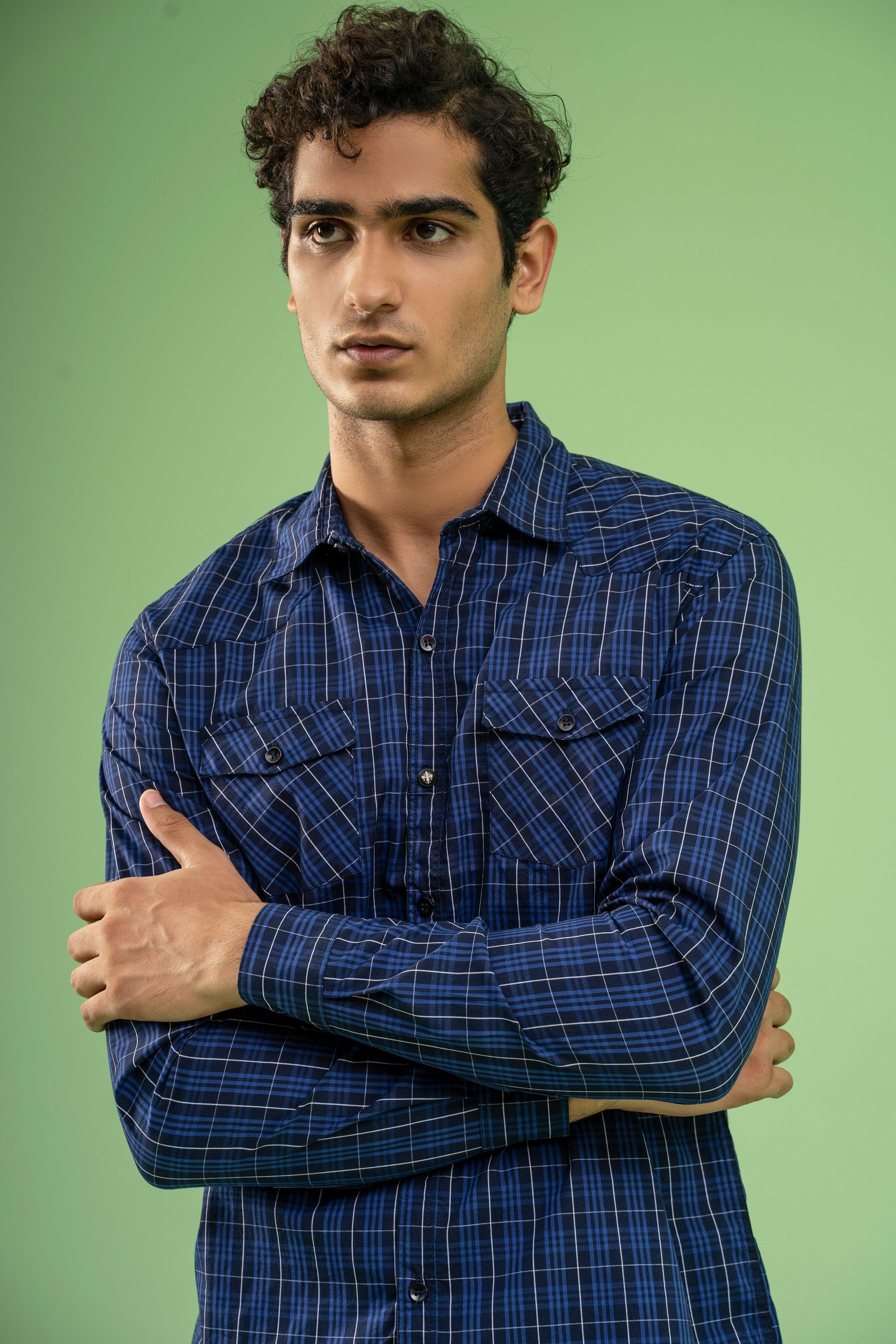 CASUAL SHIRT NAVY BLUE at Charcoal Clothing