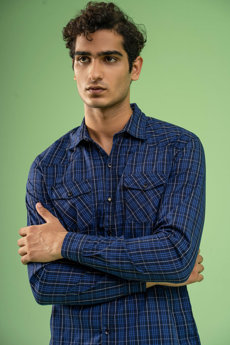 CASUAL SHIRT NAVY BLUE Charcoal Clothing