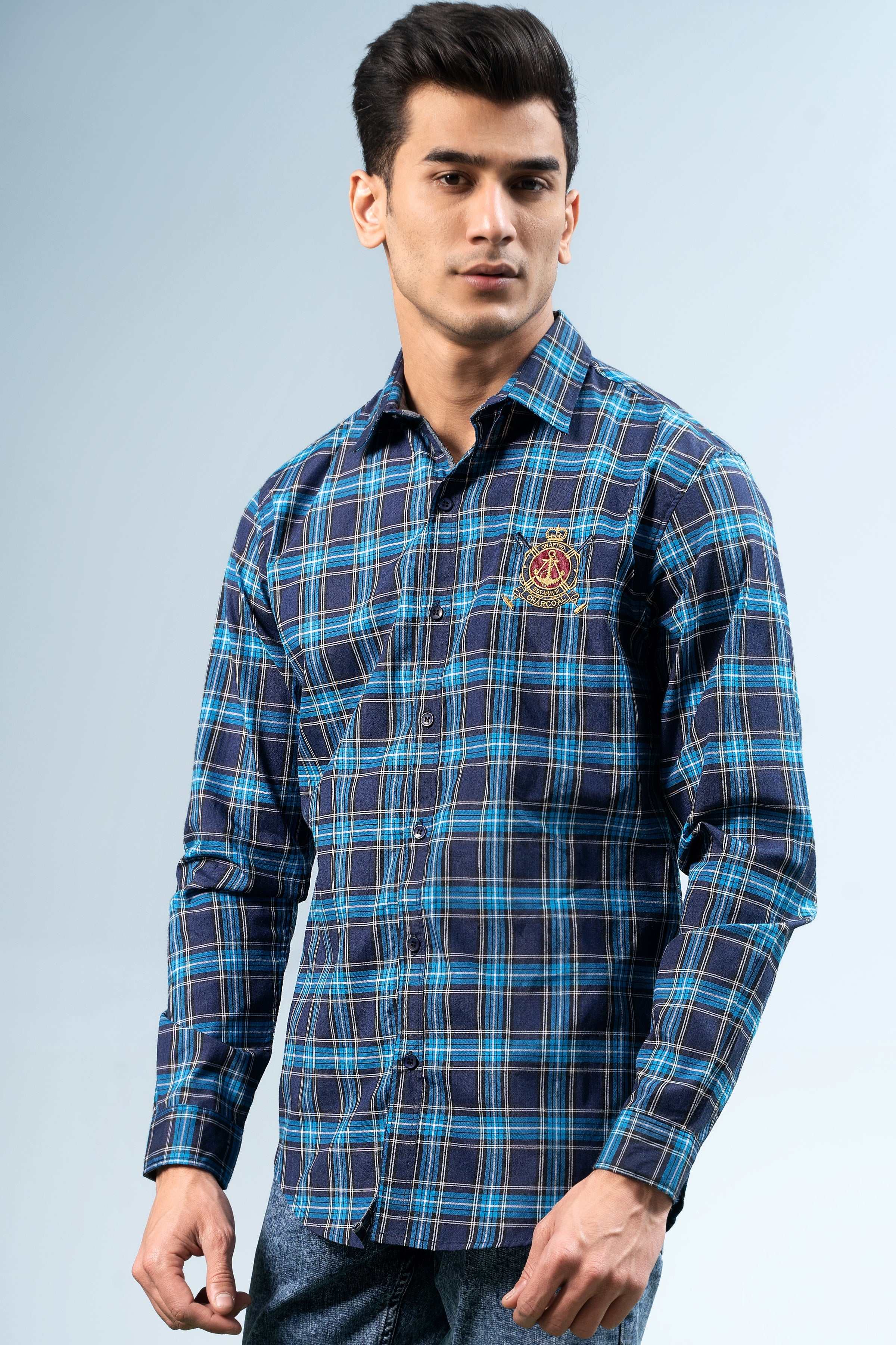 CASUAL SHIRT NAVY BLUE at Charcoal Clothing