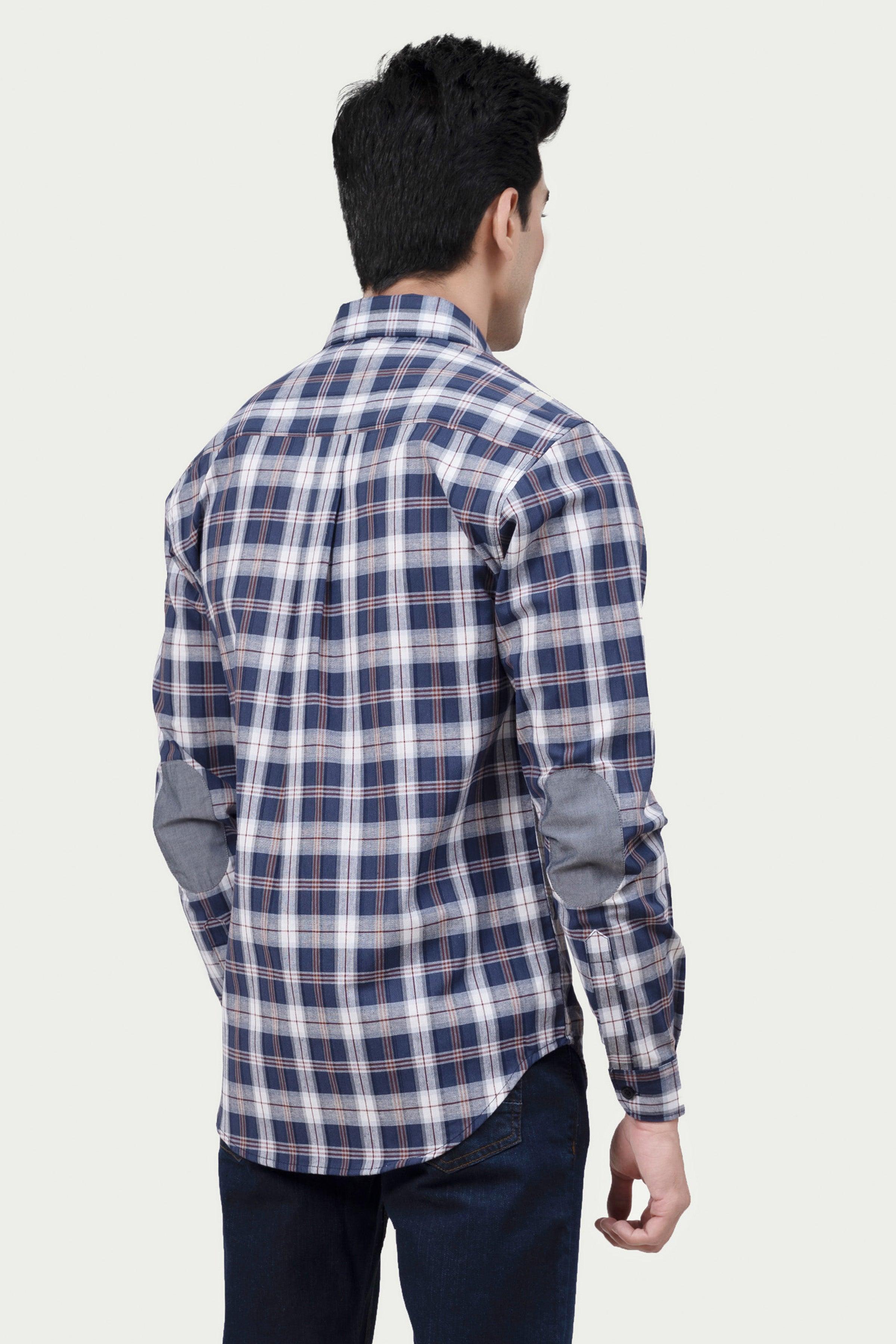 CASUAL SHIRT NAVY CHECK at Charcoal Clothing