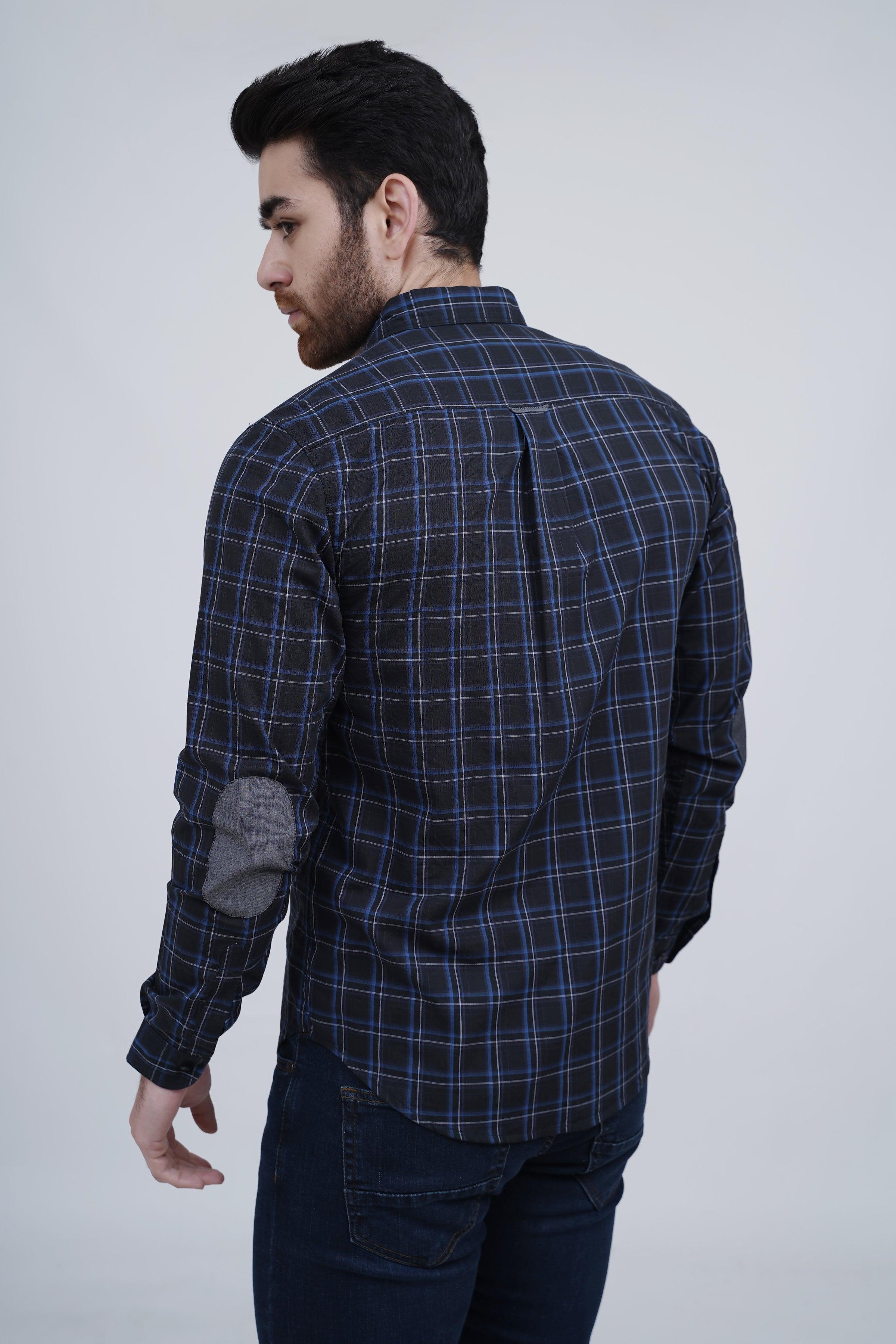 CASUAL SHIRT NAVY CHECK at Charcoal Clothing