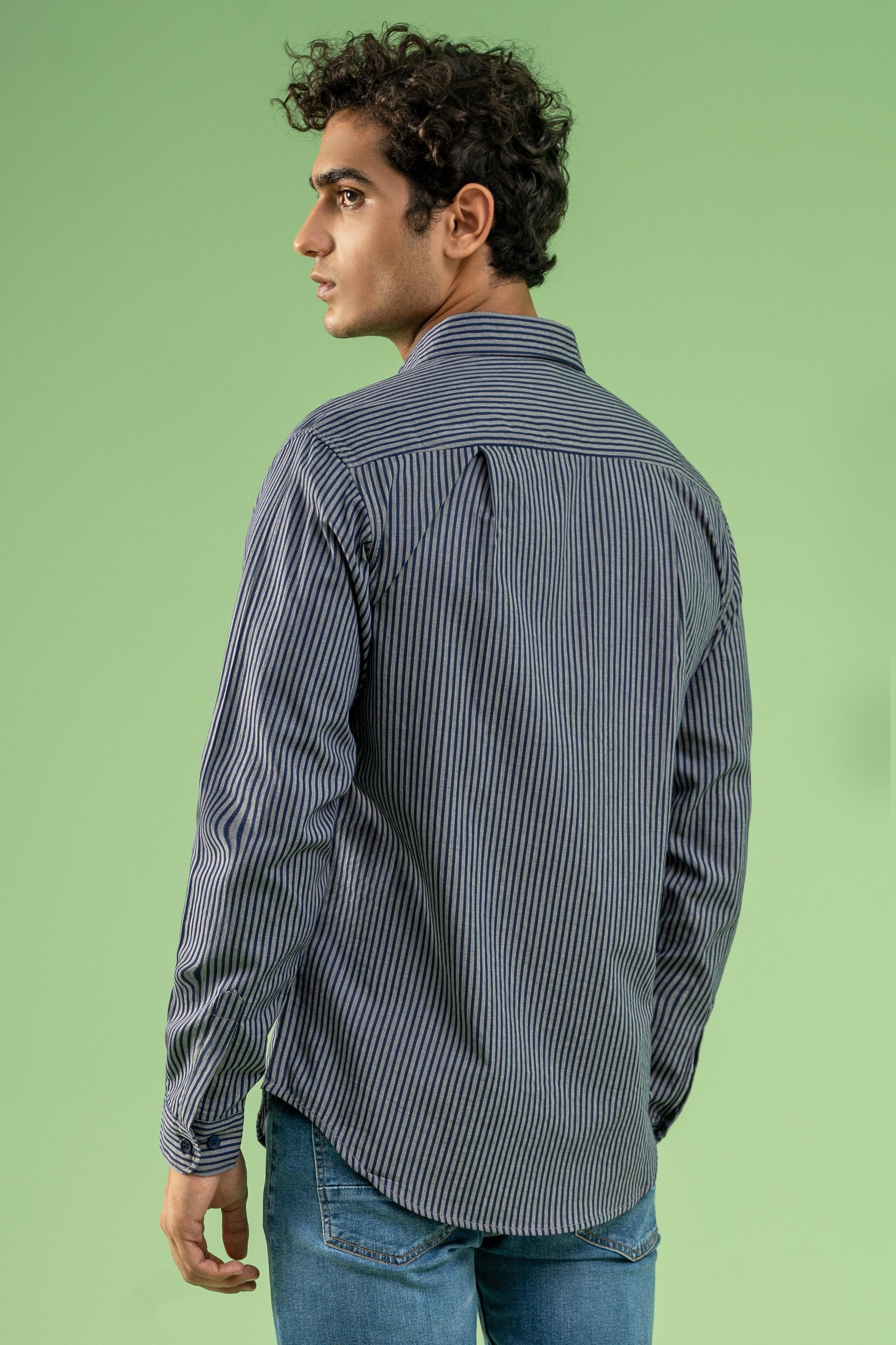 CASUAL SHIRT NAVY GREY at Charcoal Clothing