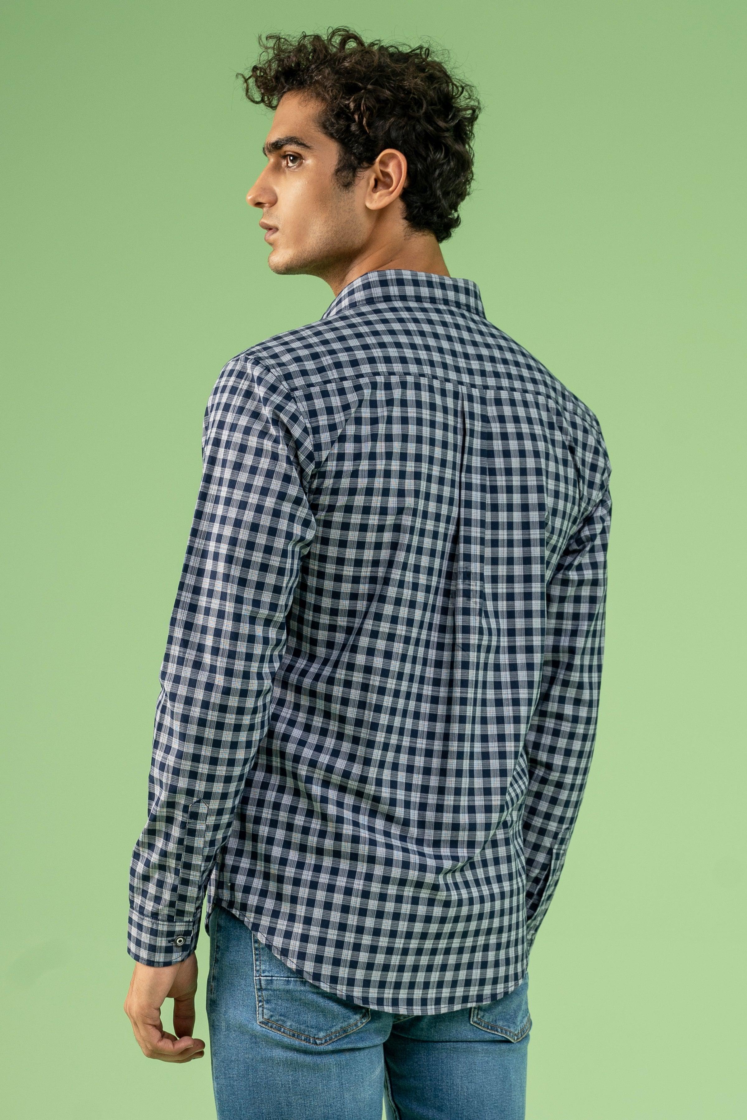CASUAL SHIRT NAVY GREY at Charcoal Clothing