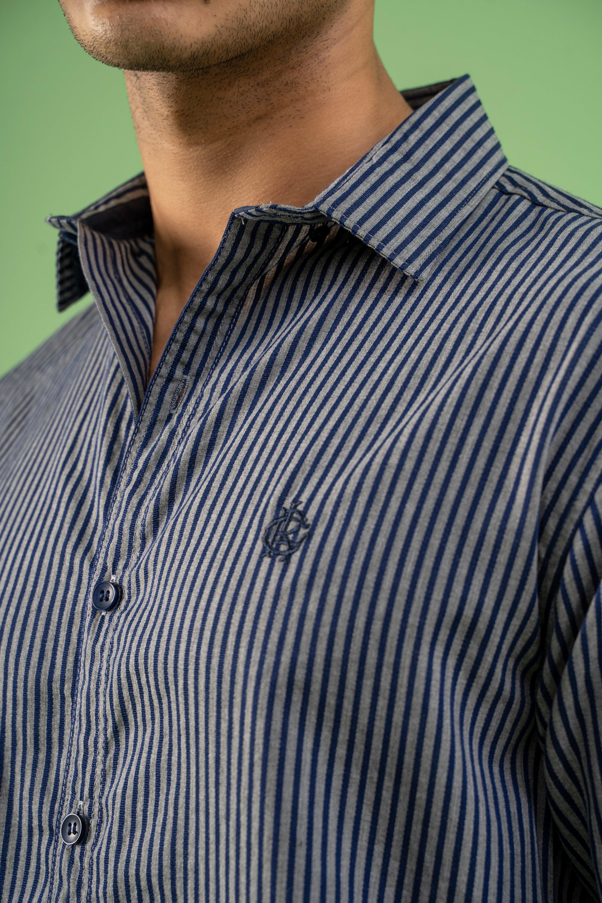 CASUAL SHIRT NAVY GREY at Charcoal Clothing