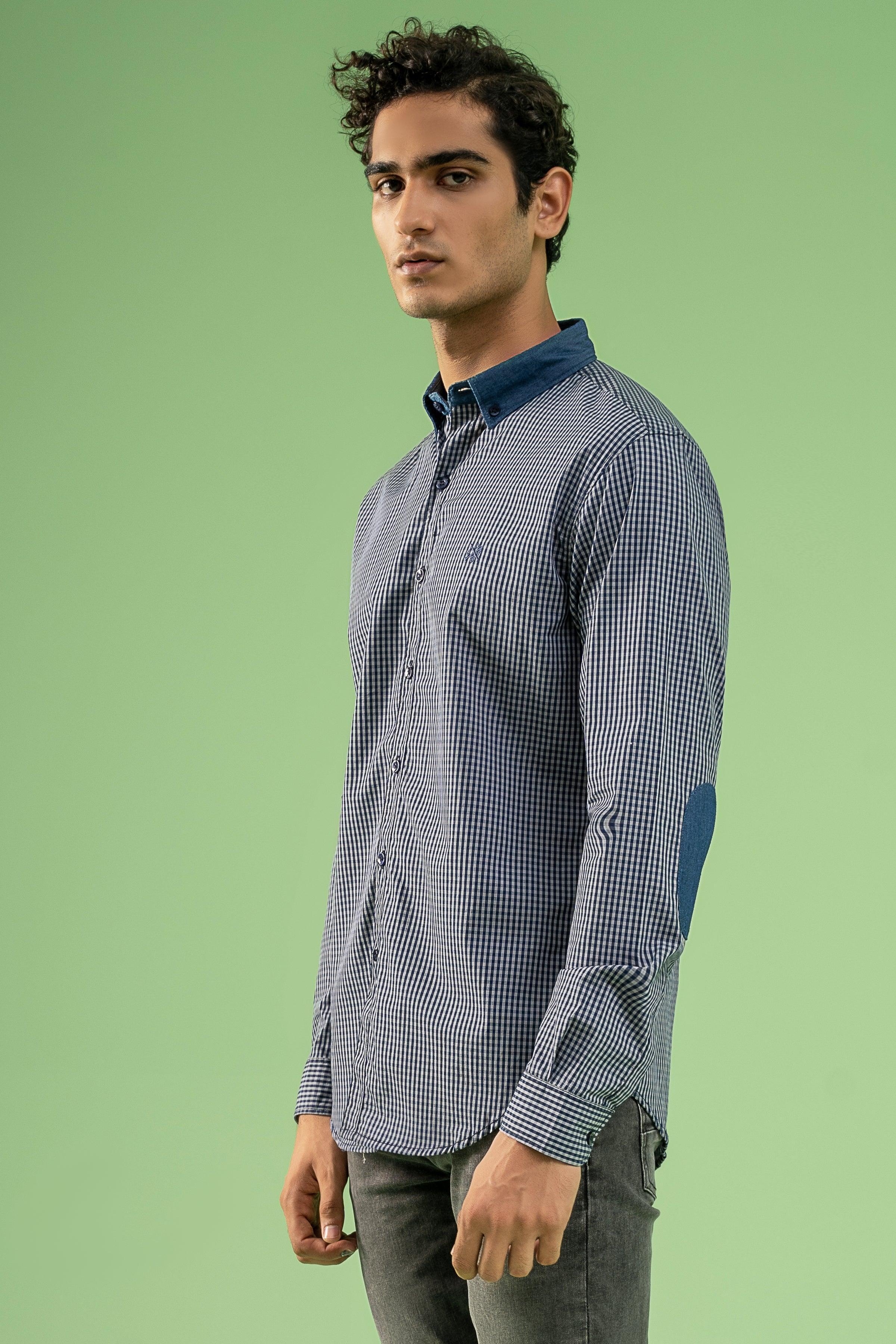 CASUAL SHIRT NAVY GREY at Charcoal Clothing