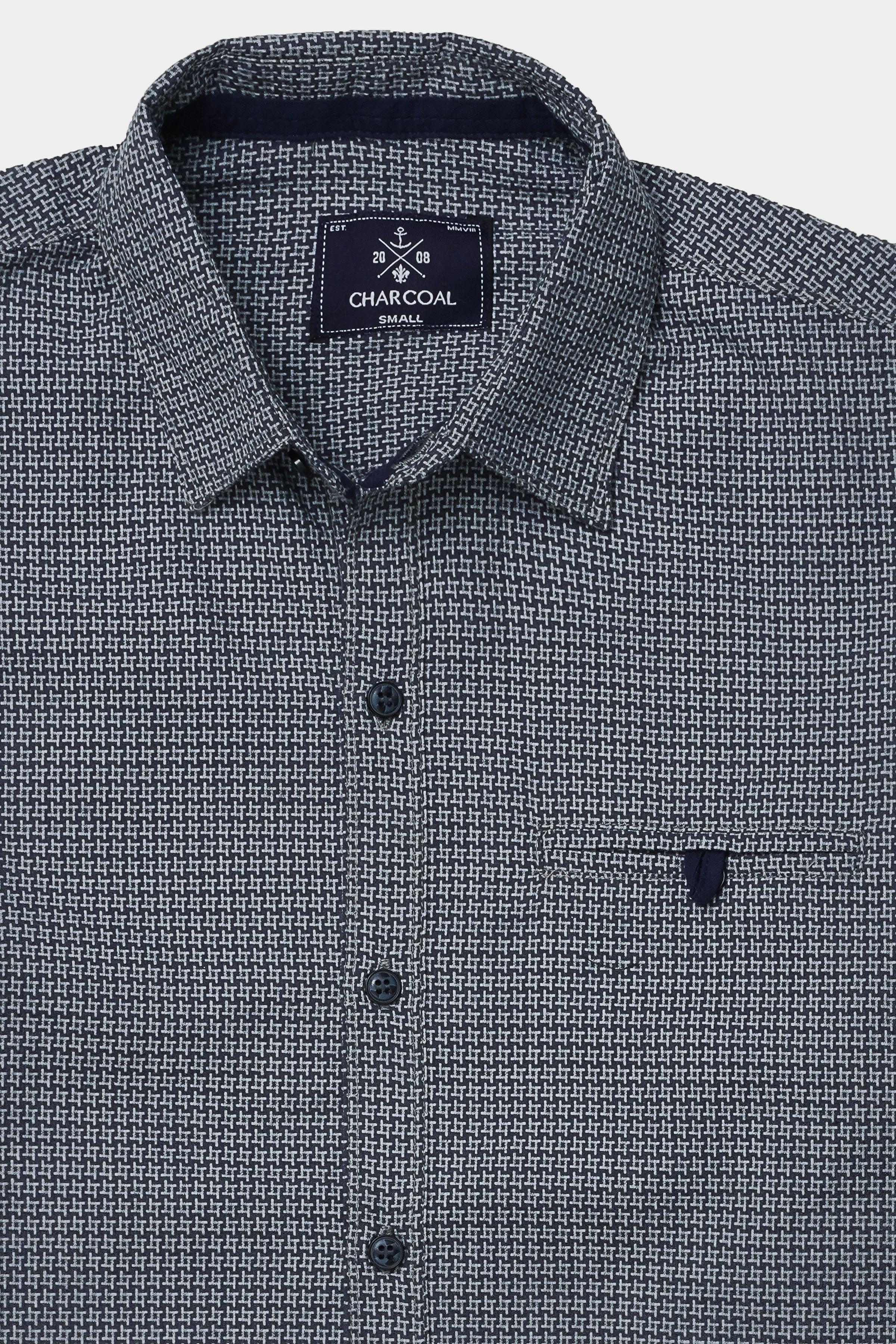 CASUAL SHIRT NAVY PRINTED at Charcoal Clothing