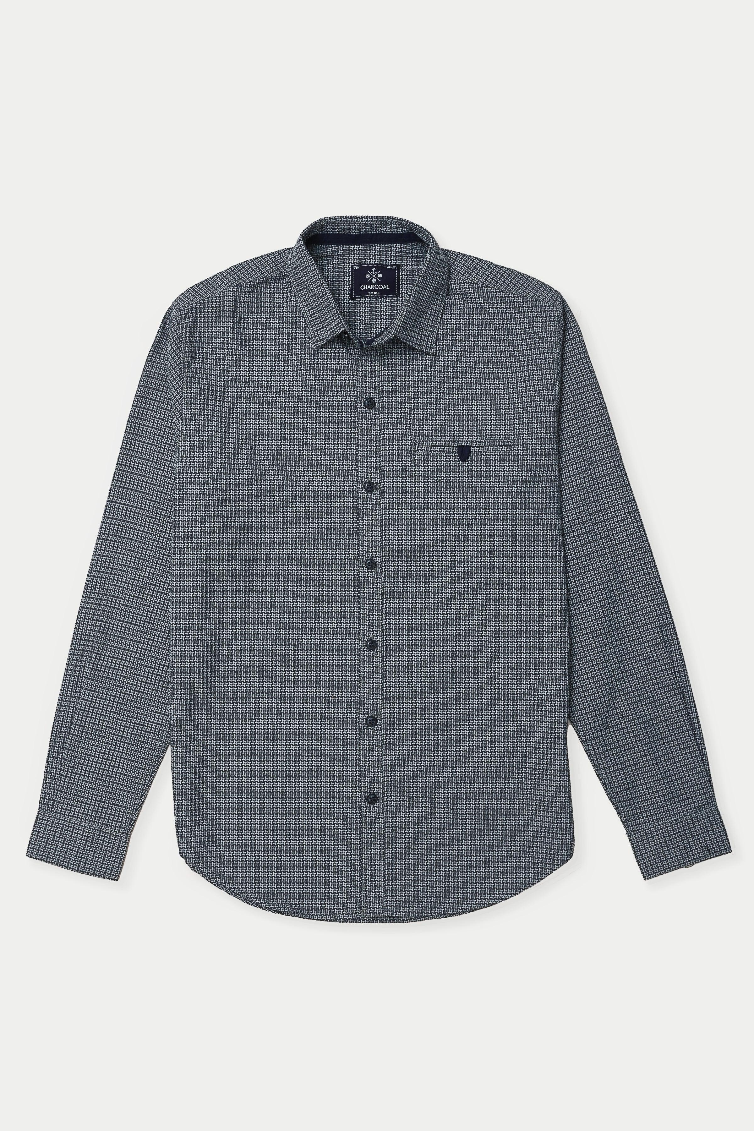 CASUAL SHIRT NAVY PRINTED at Charcoal Clothing