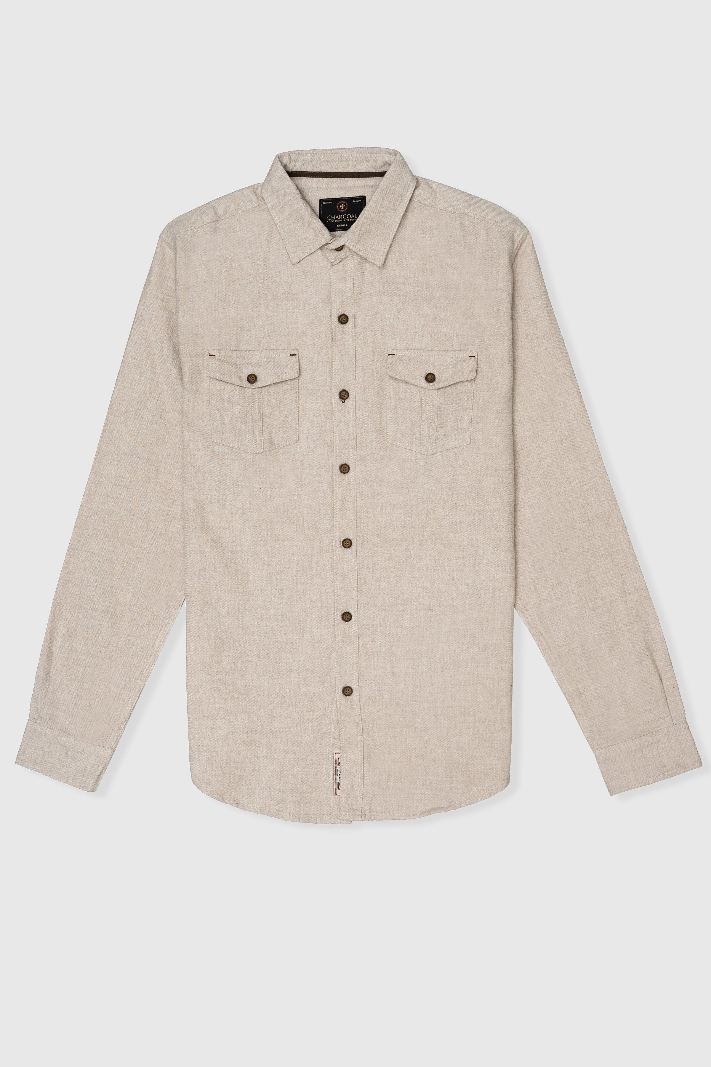 Off-white casual shirt with pointed collar and button placket