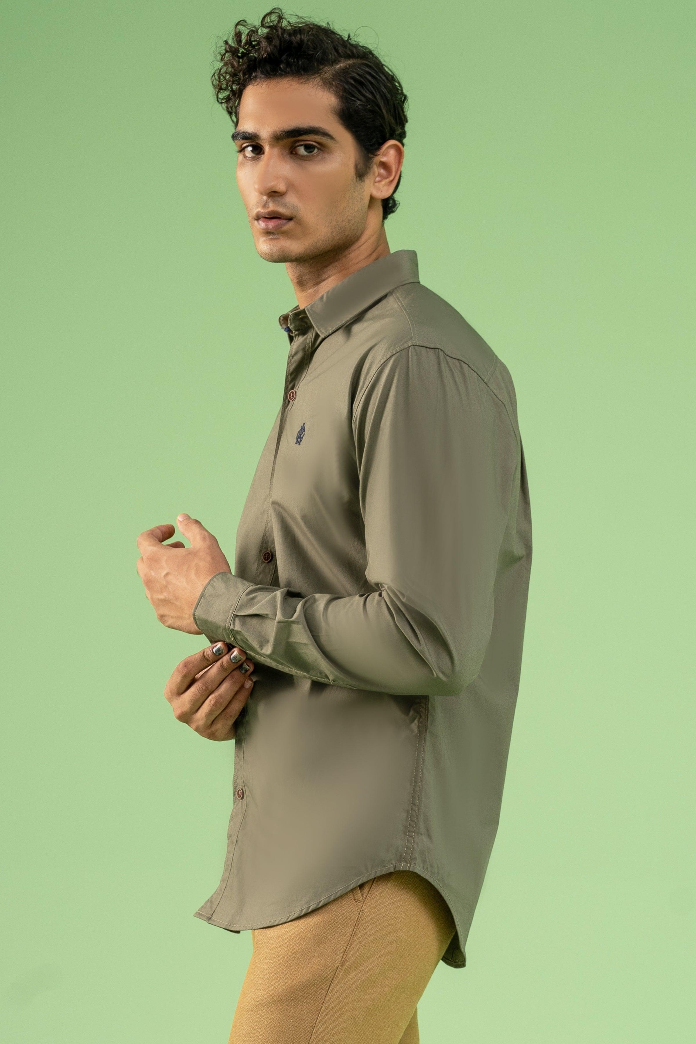 CASUAL SHIRT OLIVE GREEN at Charcoal Clothing