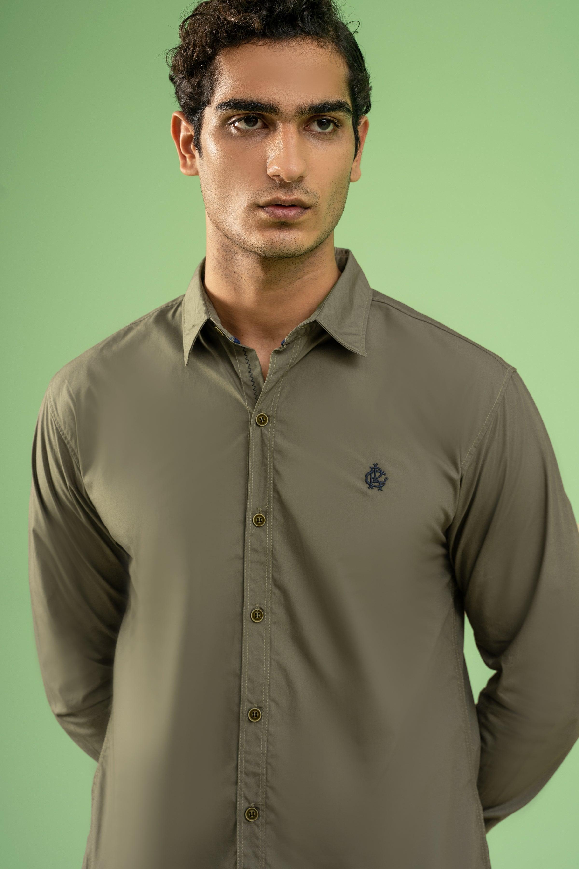 CASUAL SHIRT OLIVE GREEN at Charcoal Clothing