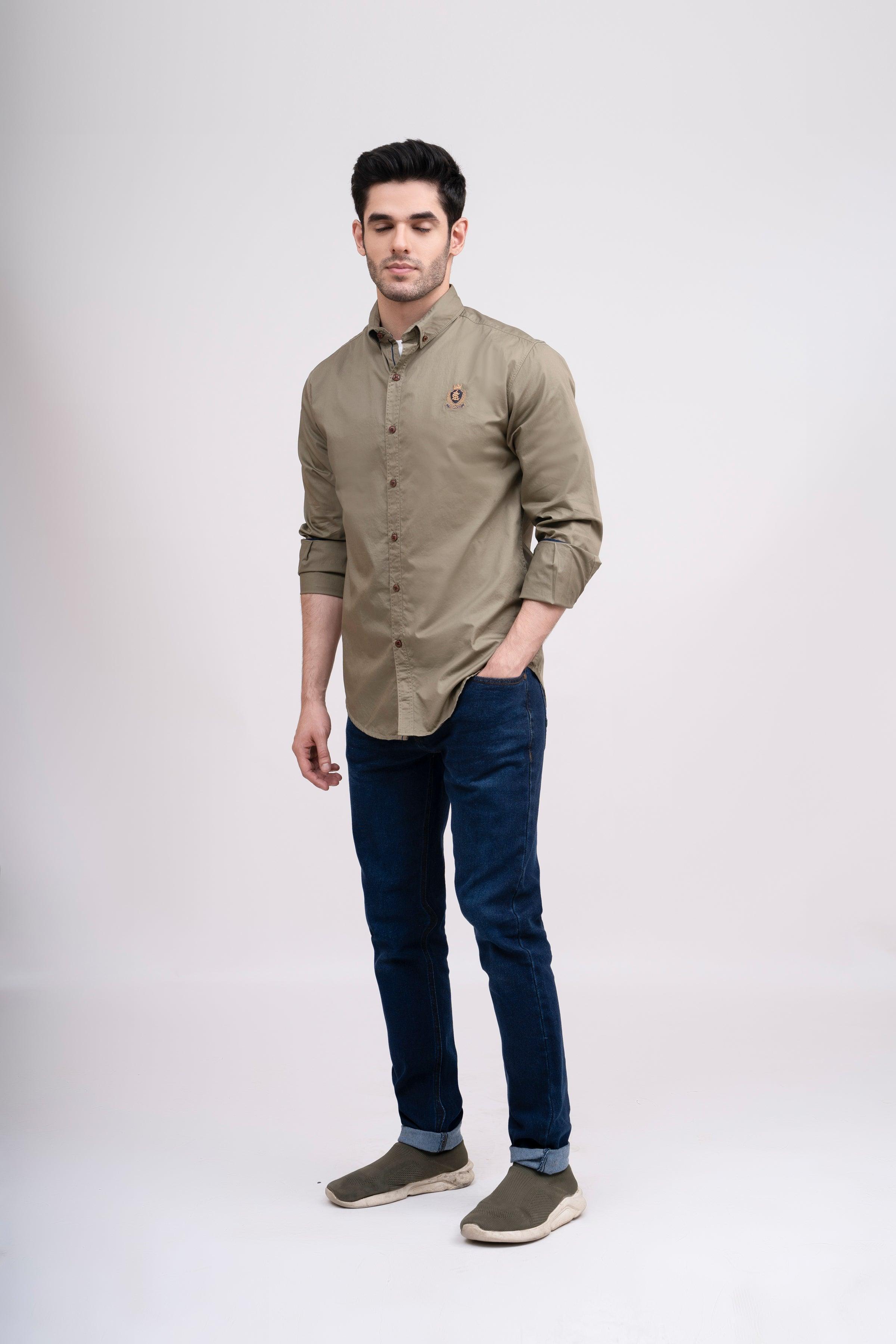 CASUAL SHIRT OLIVE at Charcoal Clothing