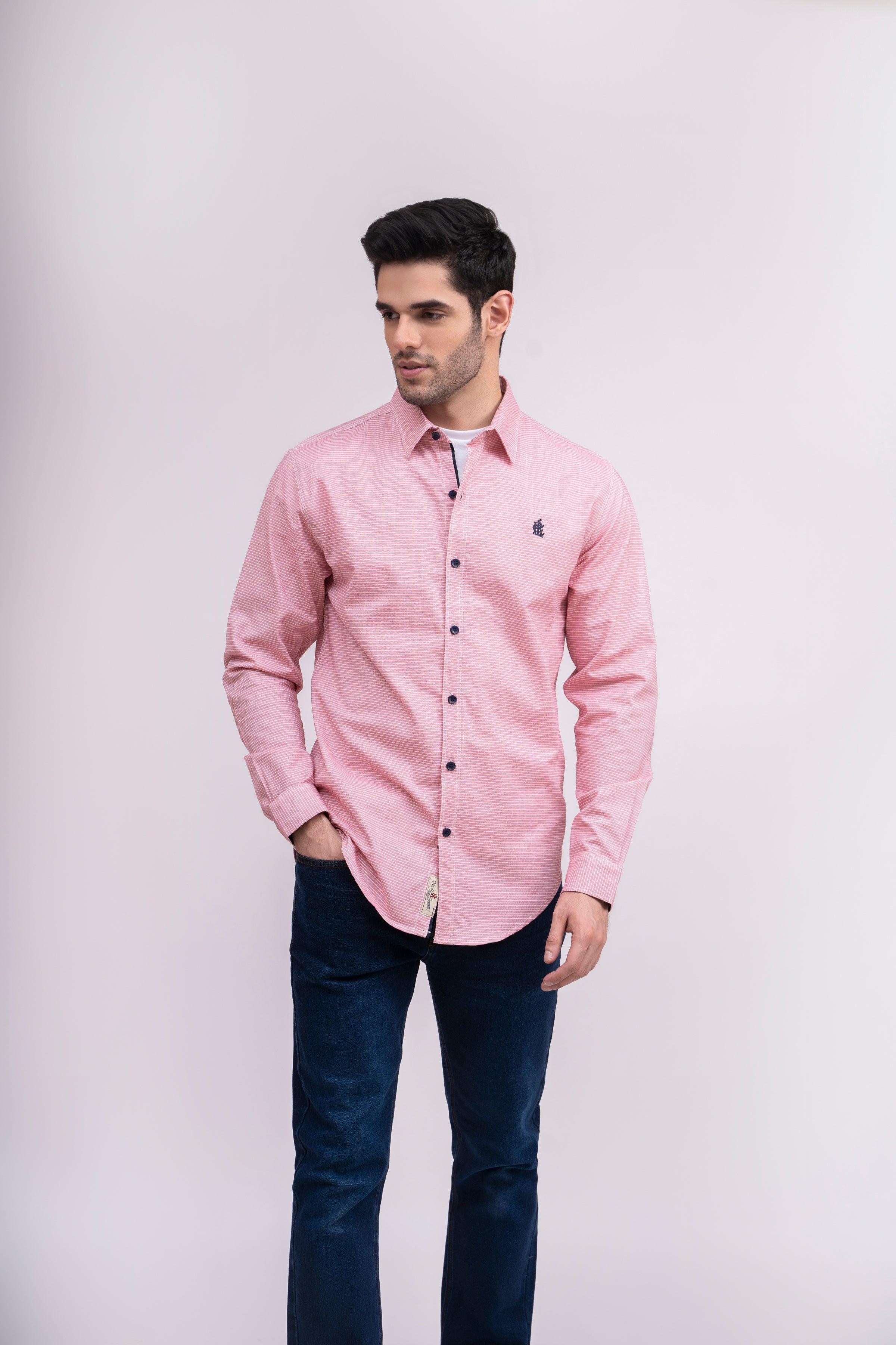 CASUAL SHIRT PINK WHITE at Charcoal Clothing