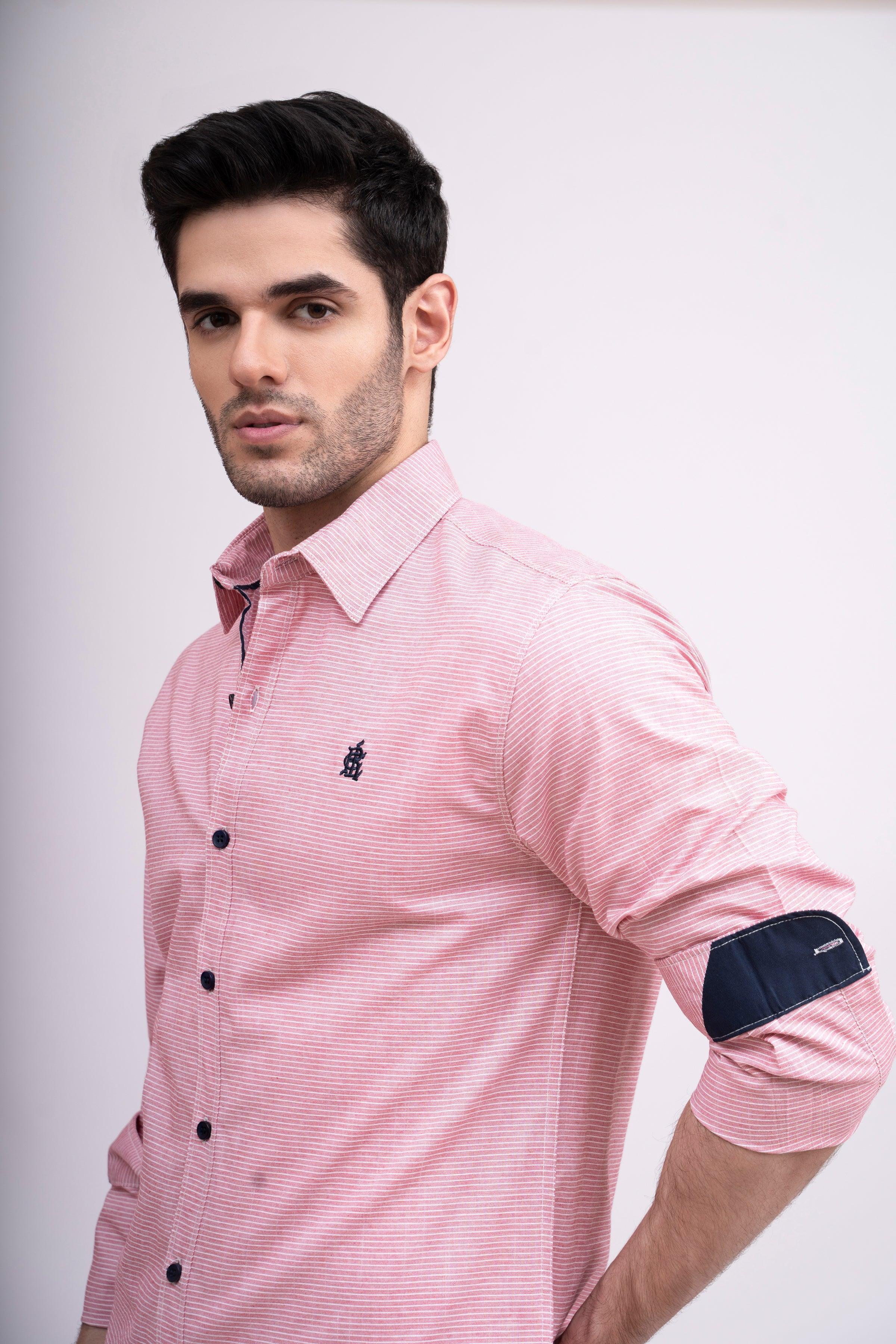 CASUAL SHIRT PINK WHITE at Charcoal Clothing