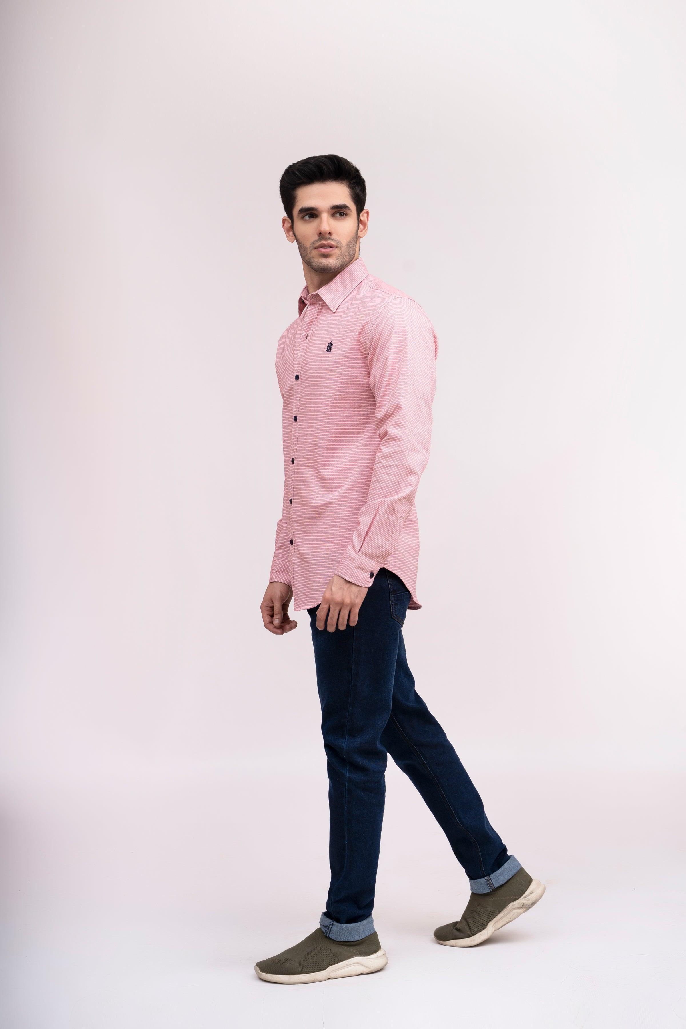 CASUAL SHIRT PINK WHITE at Charcoal Clothing