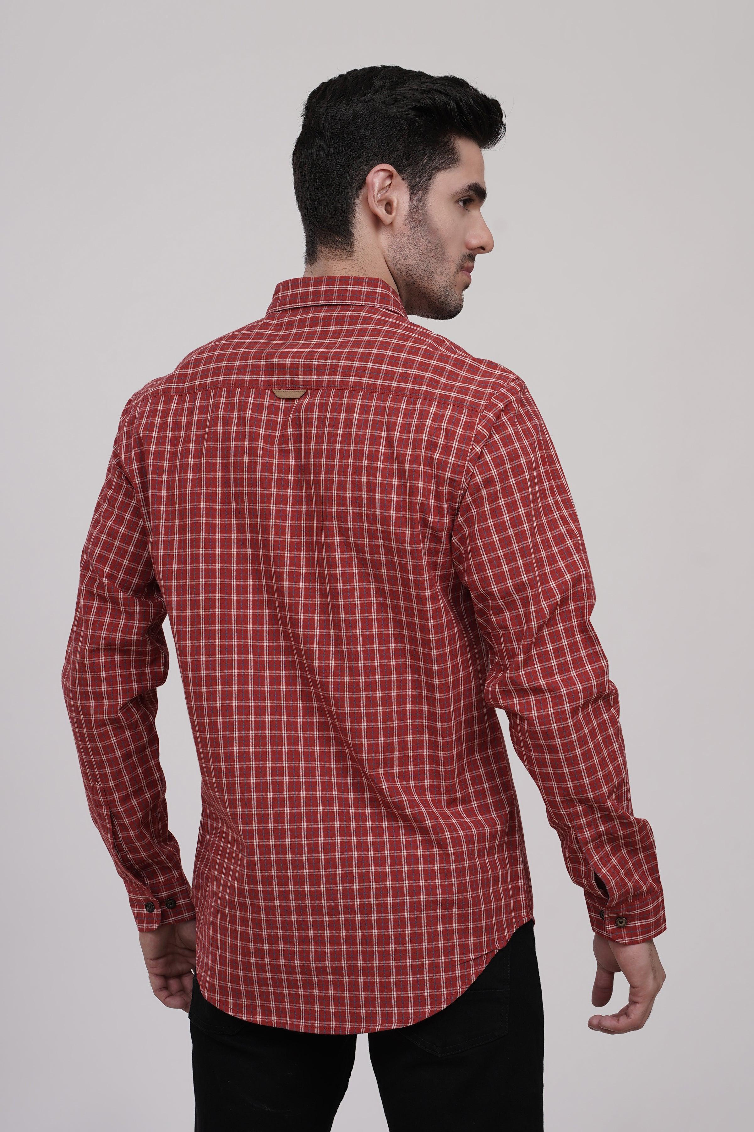 CASUAL SHIRT RUST KHAKI CHECK at Charcoal Clothing