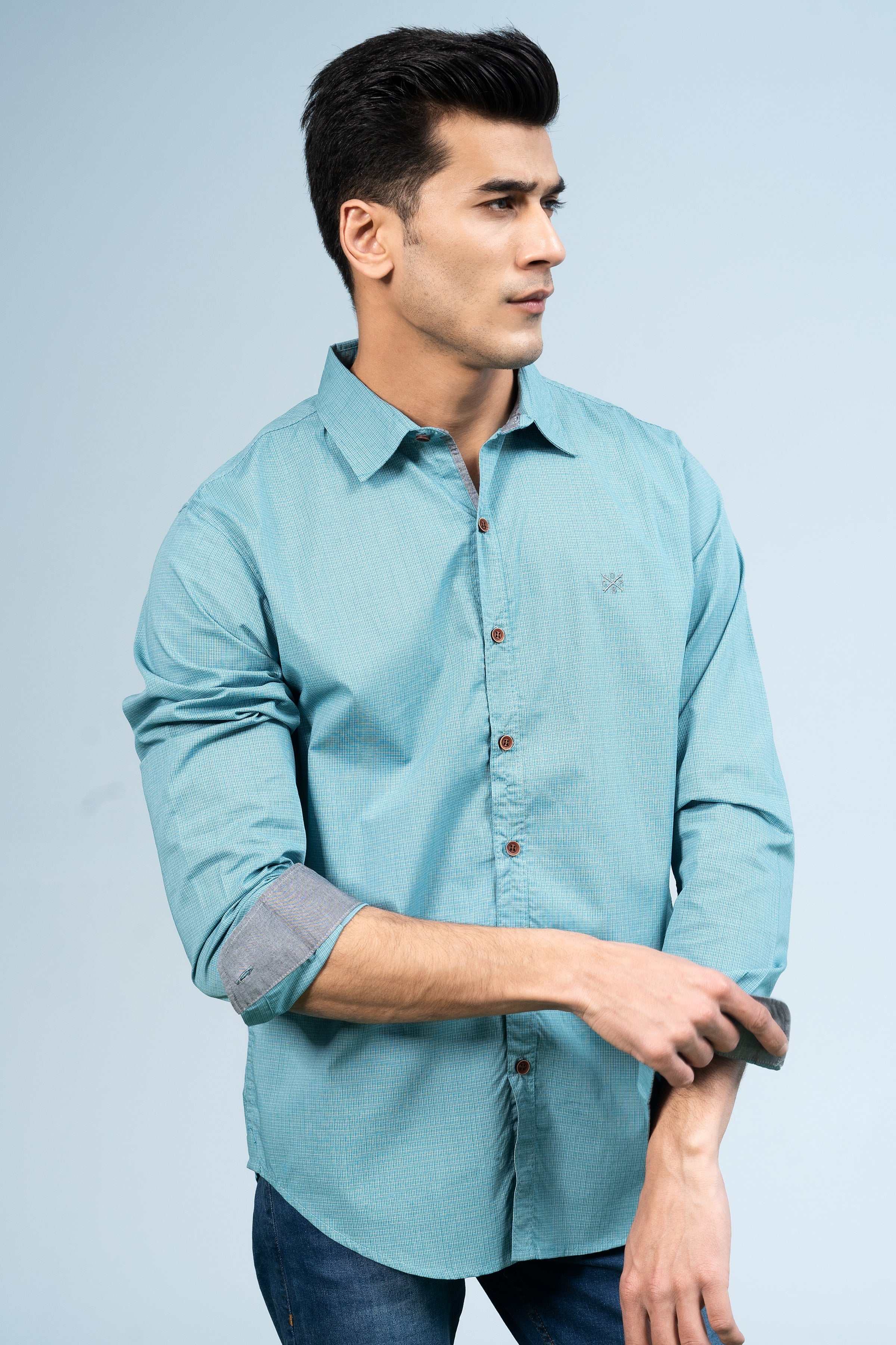 CASUAL SHIRT SEA GREEN at Charcoal Clothing