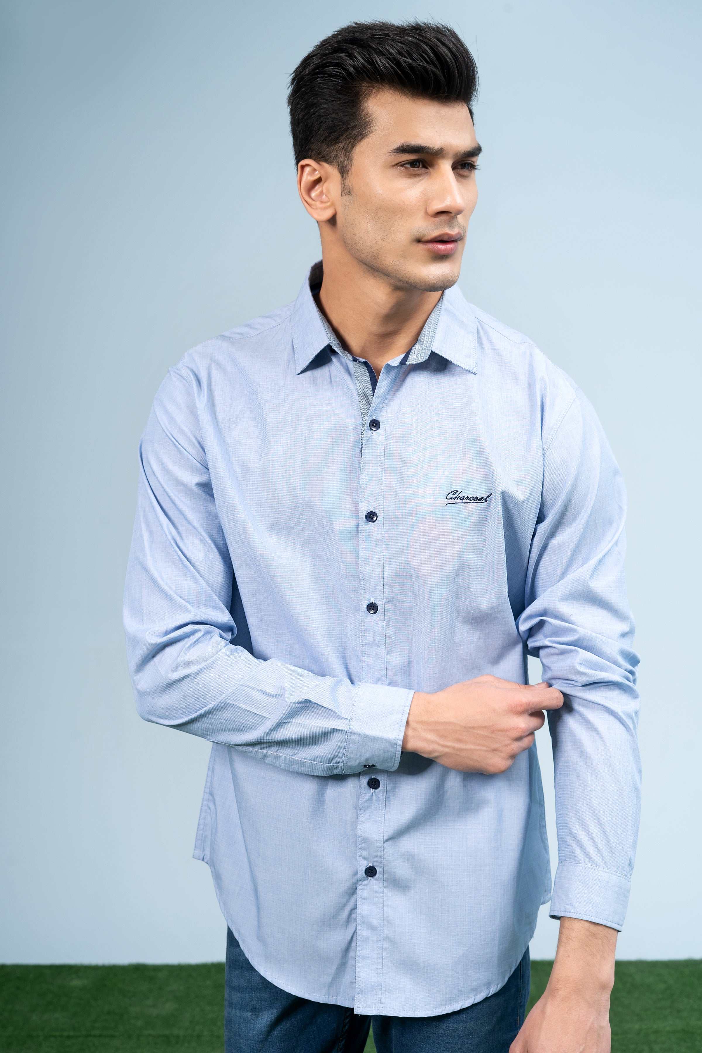 CASUAL SHIRT SKY BLUE at Charcoal Clothing