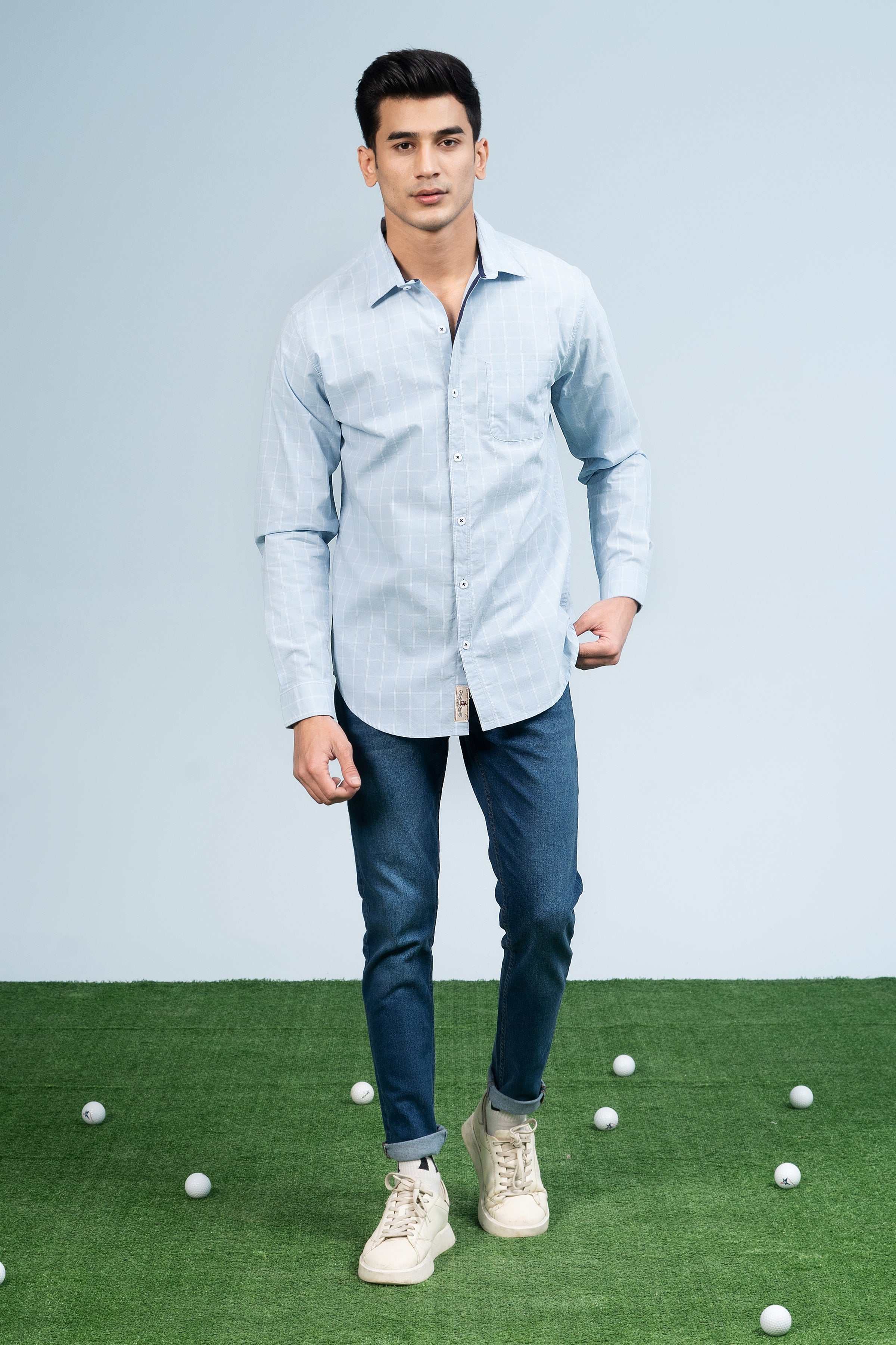 CASUAL SHIRT SKY CHECK at Charcoal Clothing