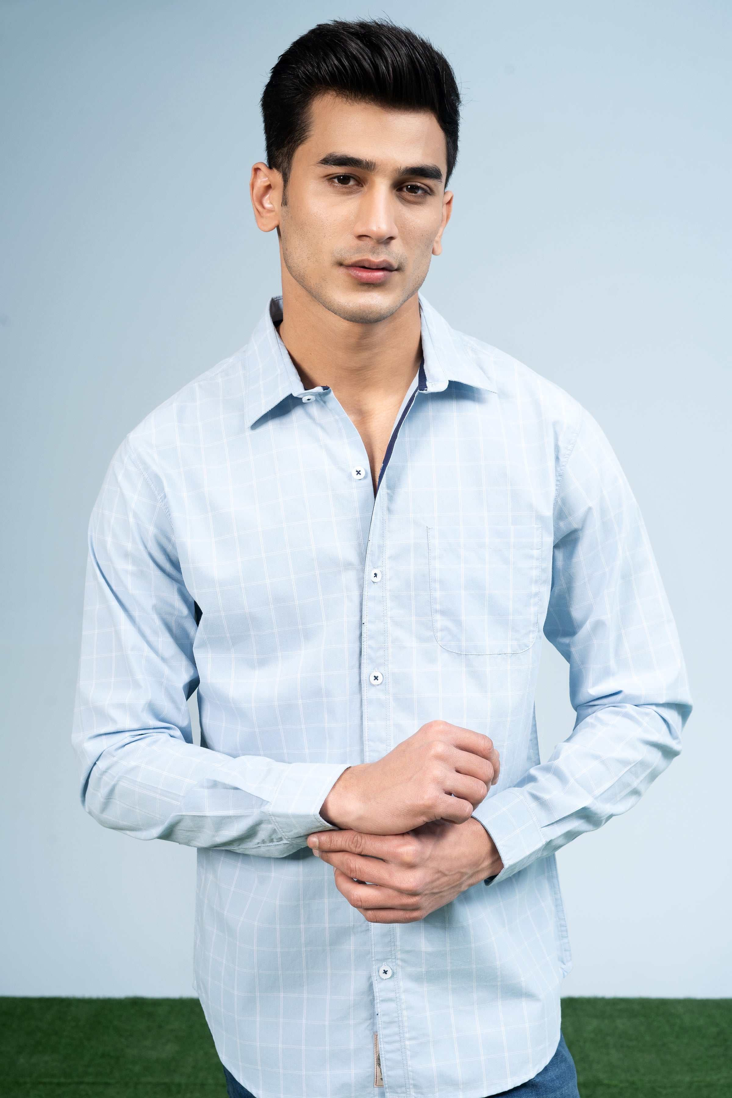 CASUAL SHIRT SKY CHECK at Charcoal Clothing