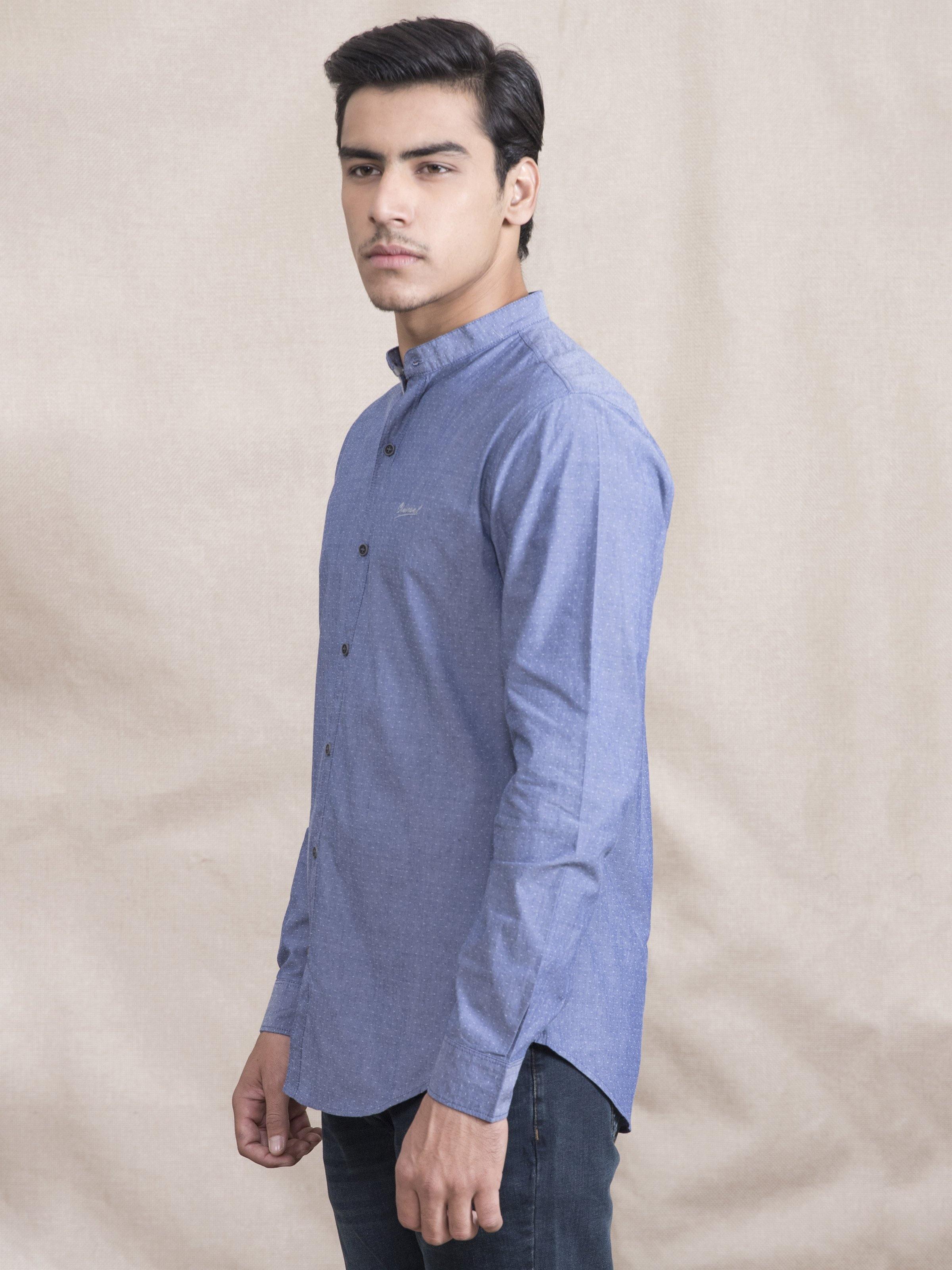 CASUAL SHIRT SLIM FIT FULL SLEEVE BLUE at Charcoal Clothing