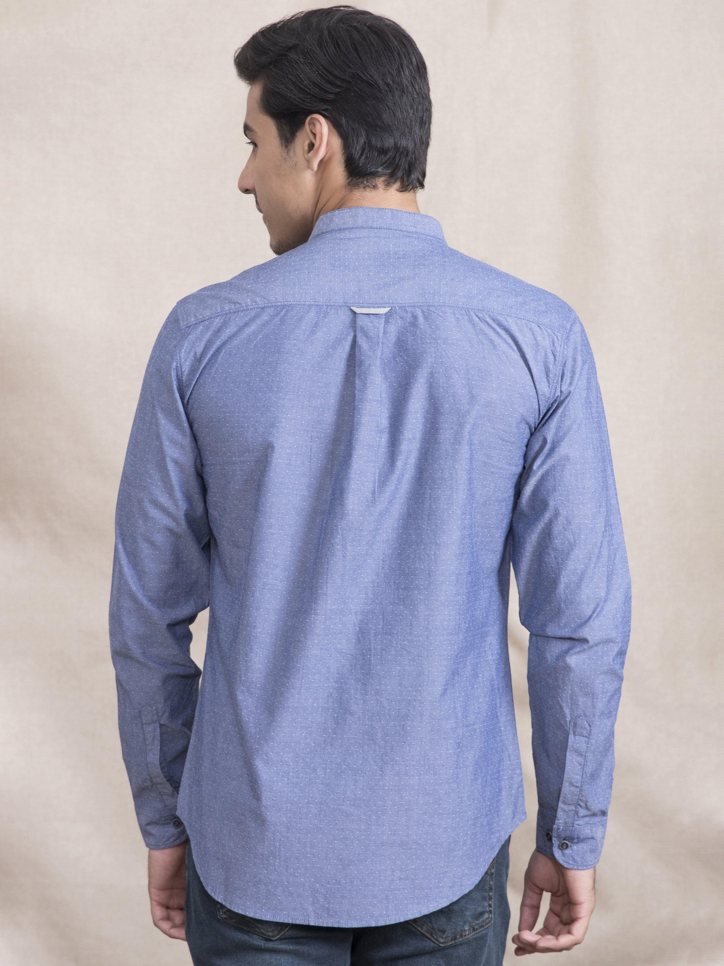 CASUAL SHIRT SLIM FIT FULL SLEEVE BLUE at Charcoal Clothing