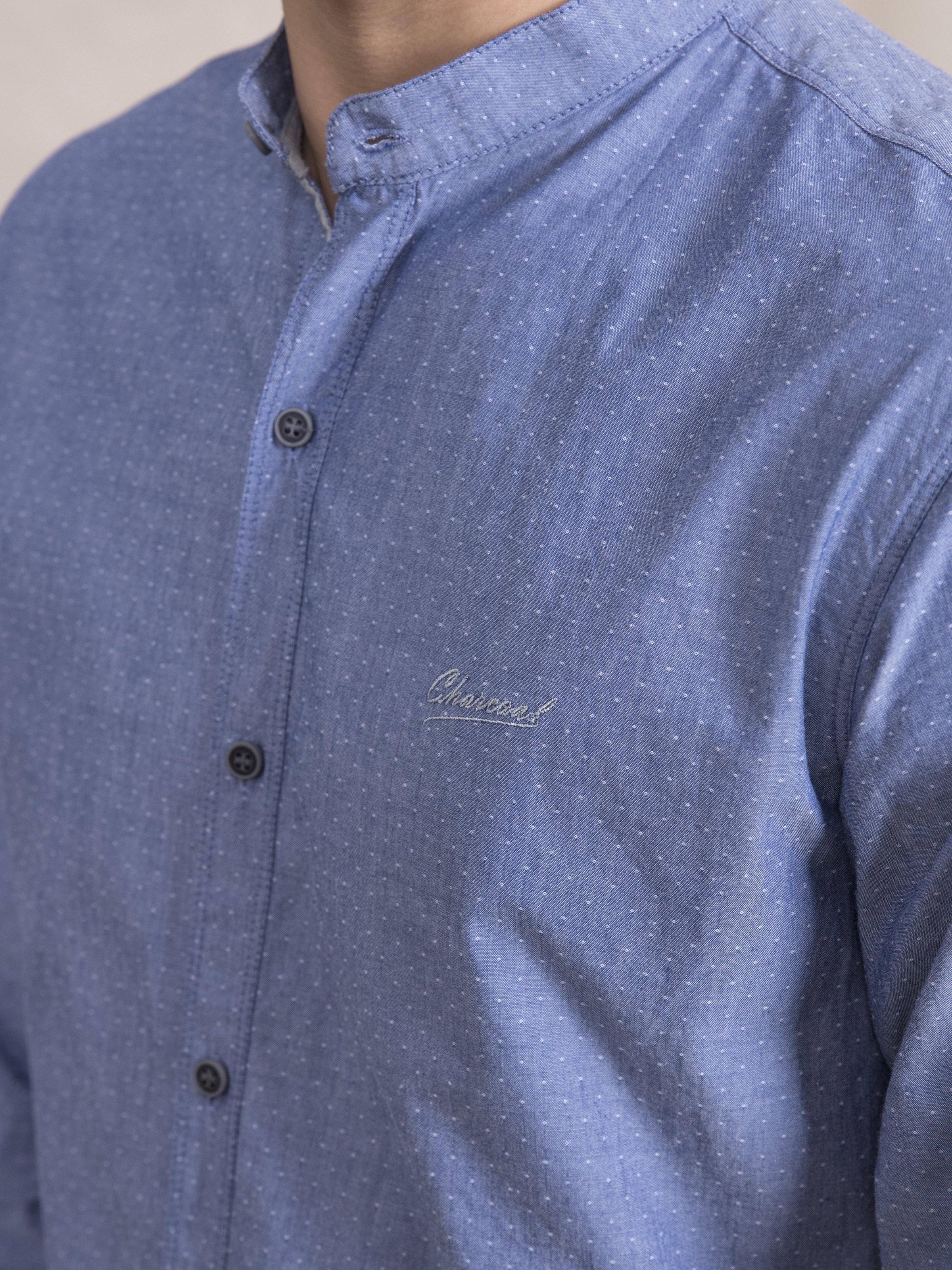 CASUAL SHIRT SLIM FIT FULL SLEEVE BLUE at Charcoal Clothing