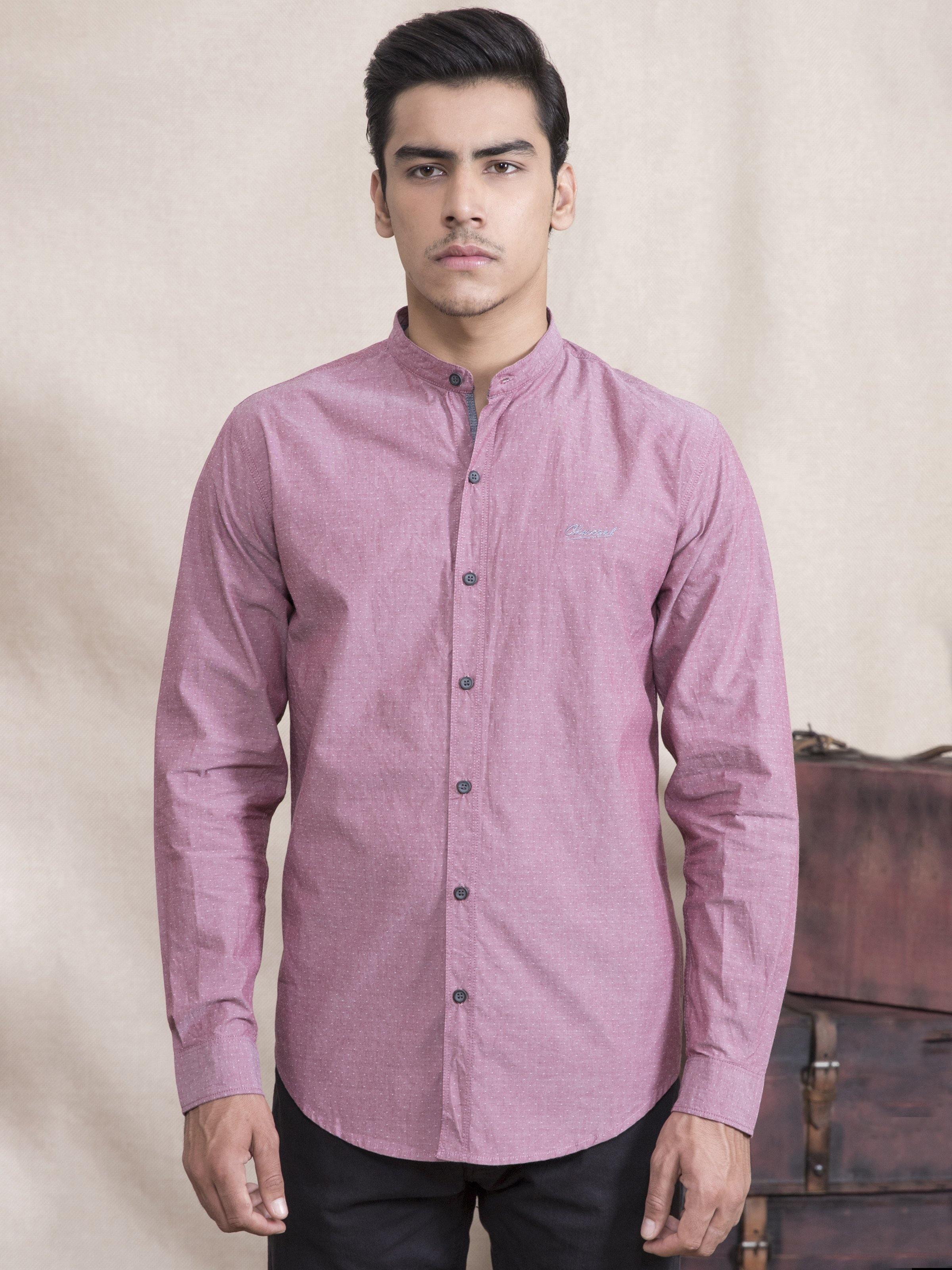 CASUAL SHIRT SLIM FIT FULL SLEEVE PINK at Charcoal Clothing