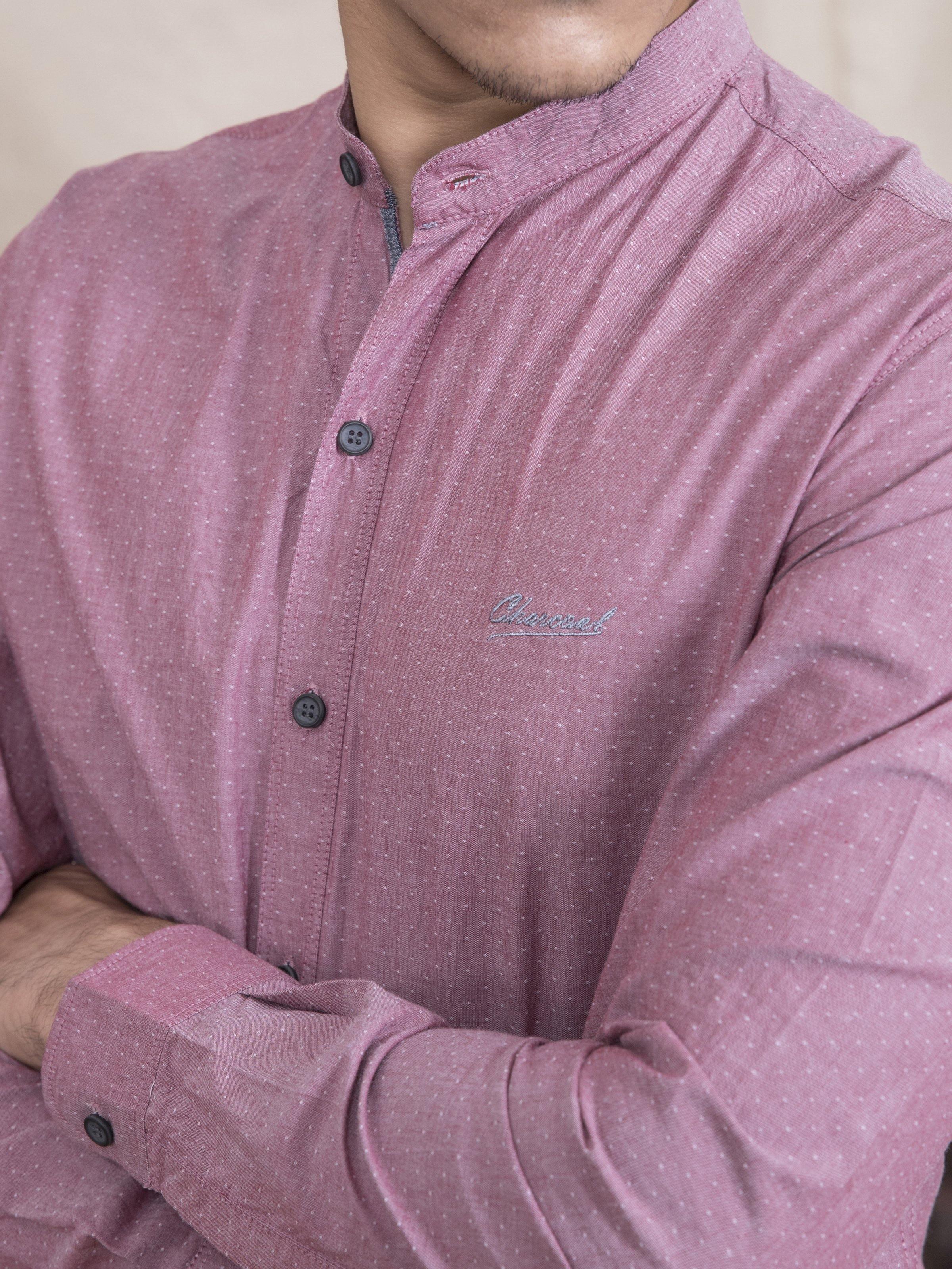 CASUAL SHIRT SLIM FIT FULL SLEEVE PINK at Charcoal Clothing