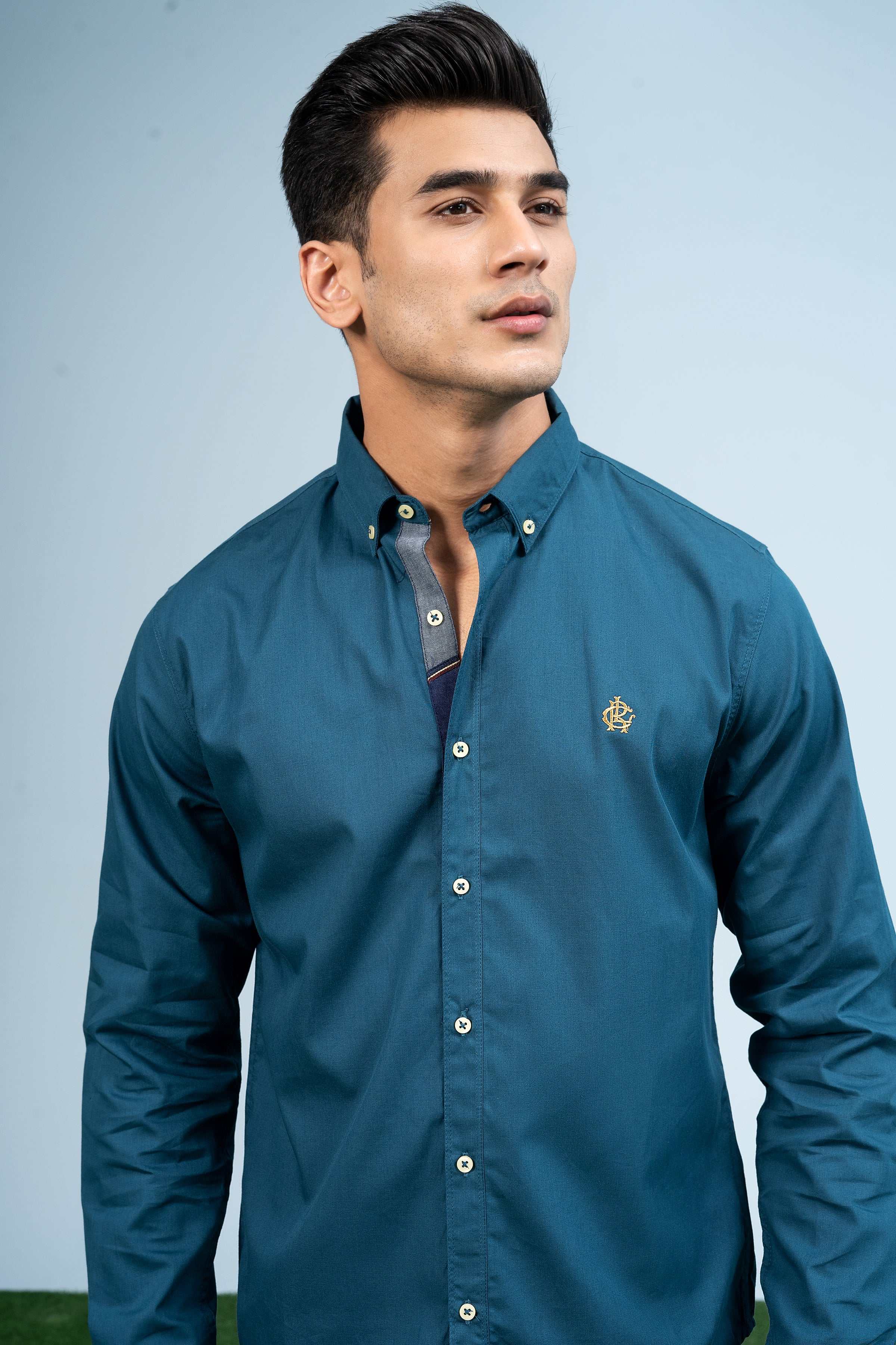 CASUAL SHIRT TAN BLUE at Charcoal Clothing