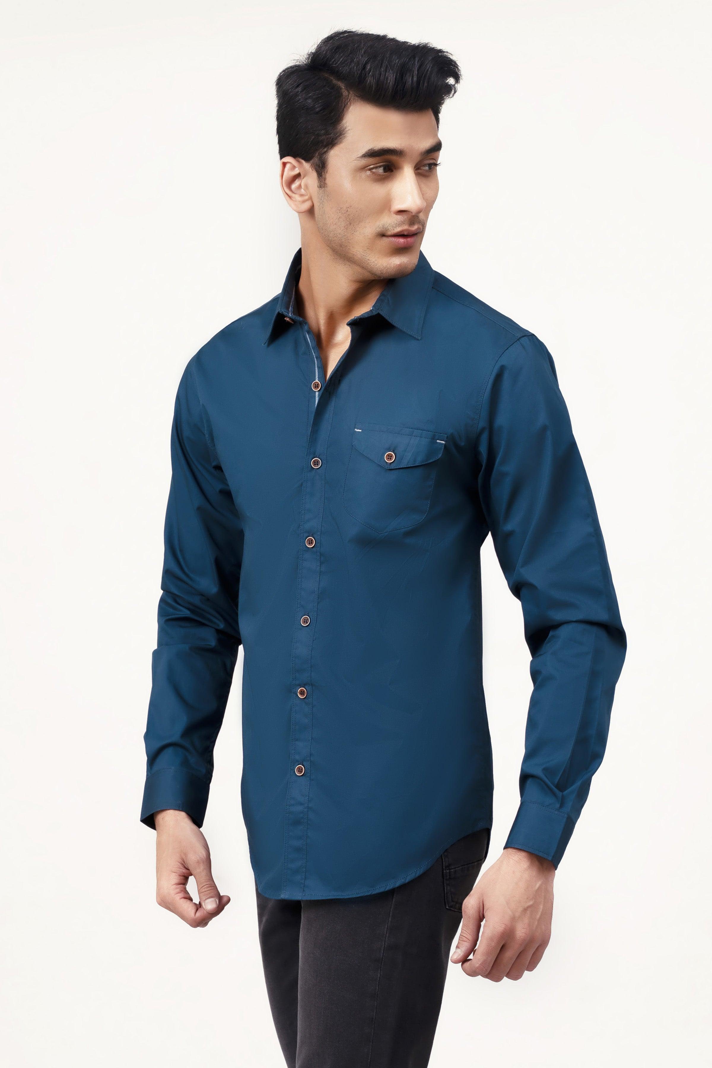 CASUAL SHIRT TAN BLUE at Charcoal Clothing