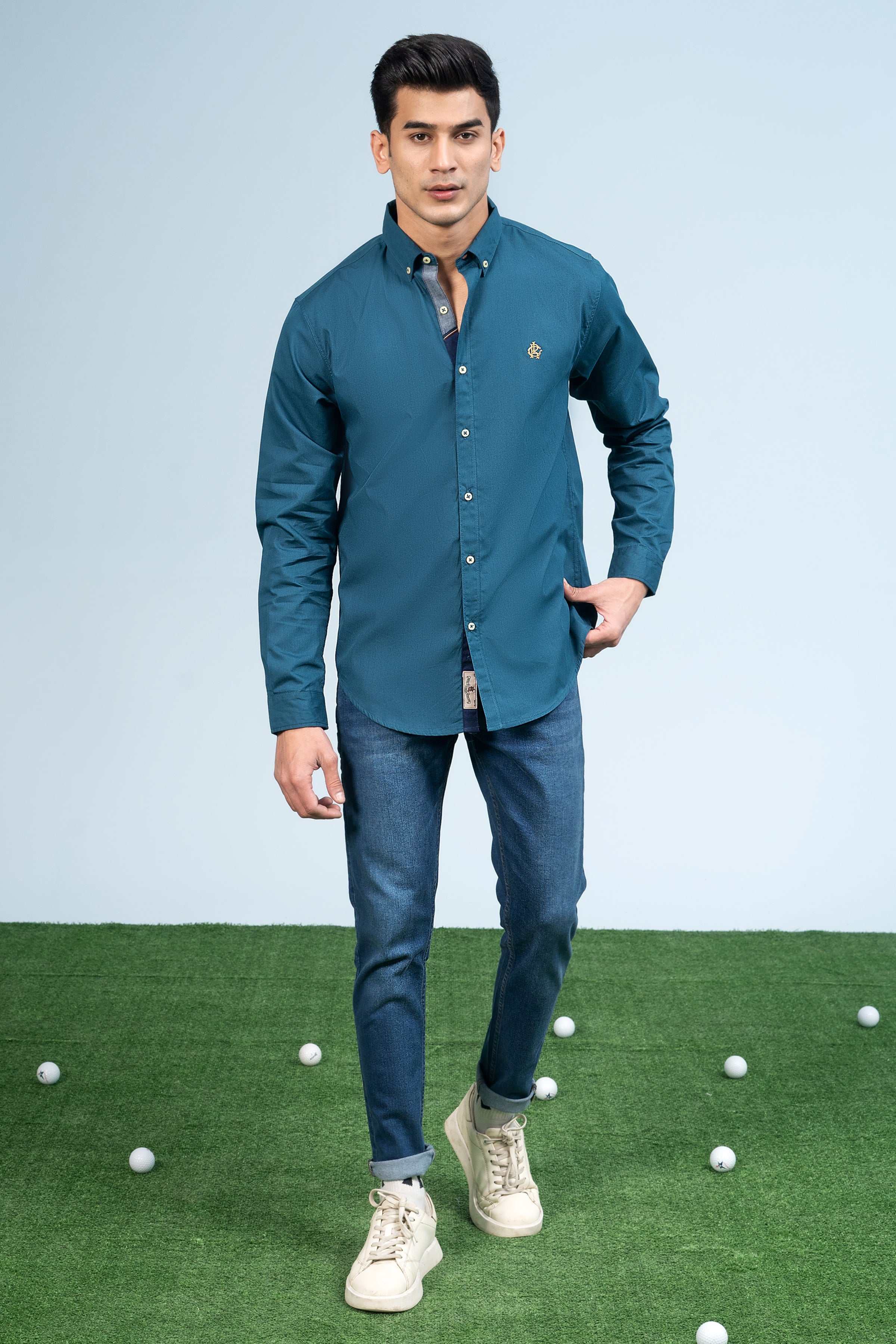 CASUAL SHIRT TAN BLUE at Charcoal Clothing
