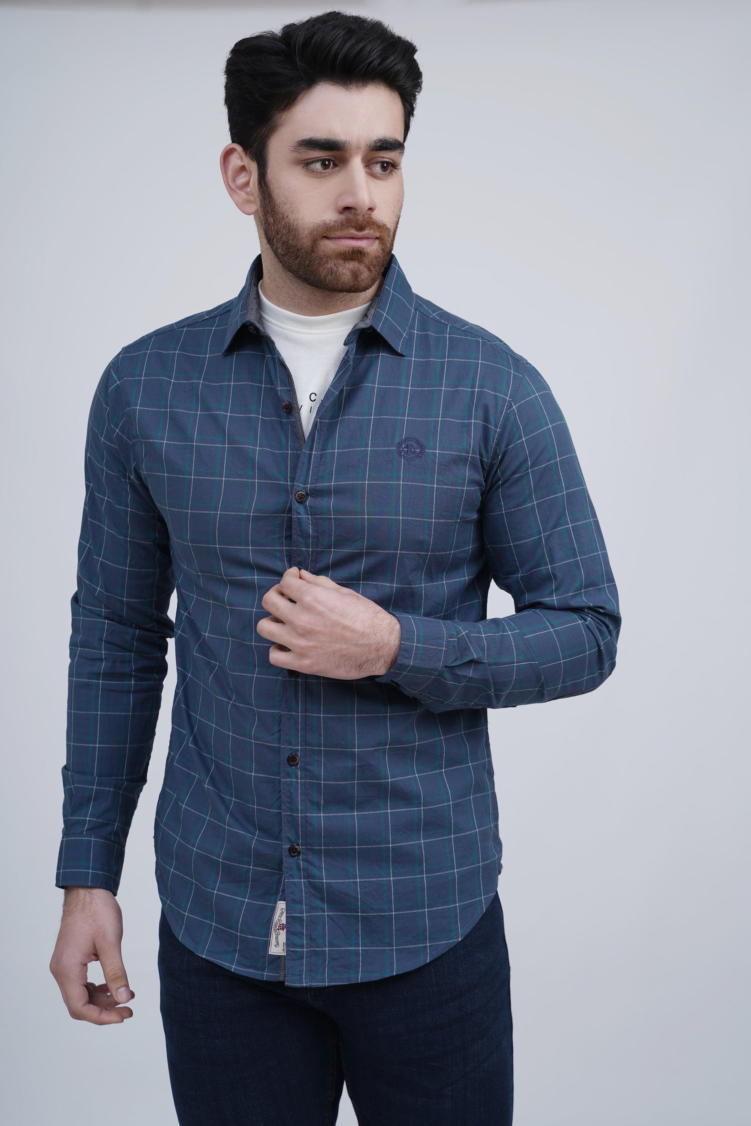 CASUAL SHIRT TEAL BLUE at Charcoal Clothing