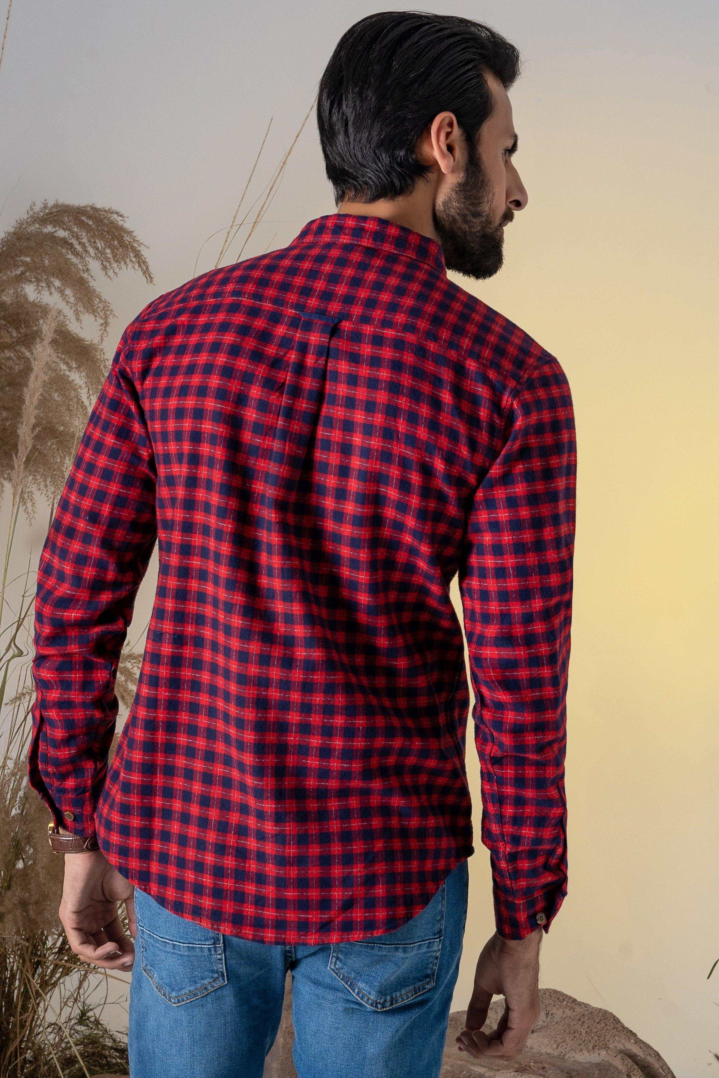 CASUAL SHIRT TEAL MAHROON CHECK at Charcoal Clothing