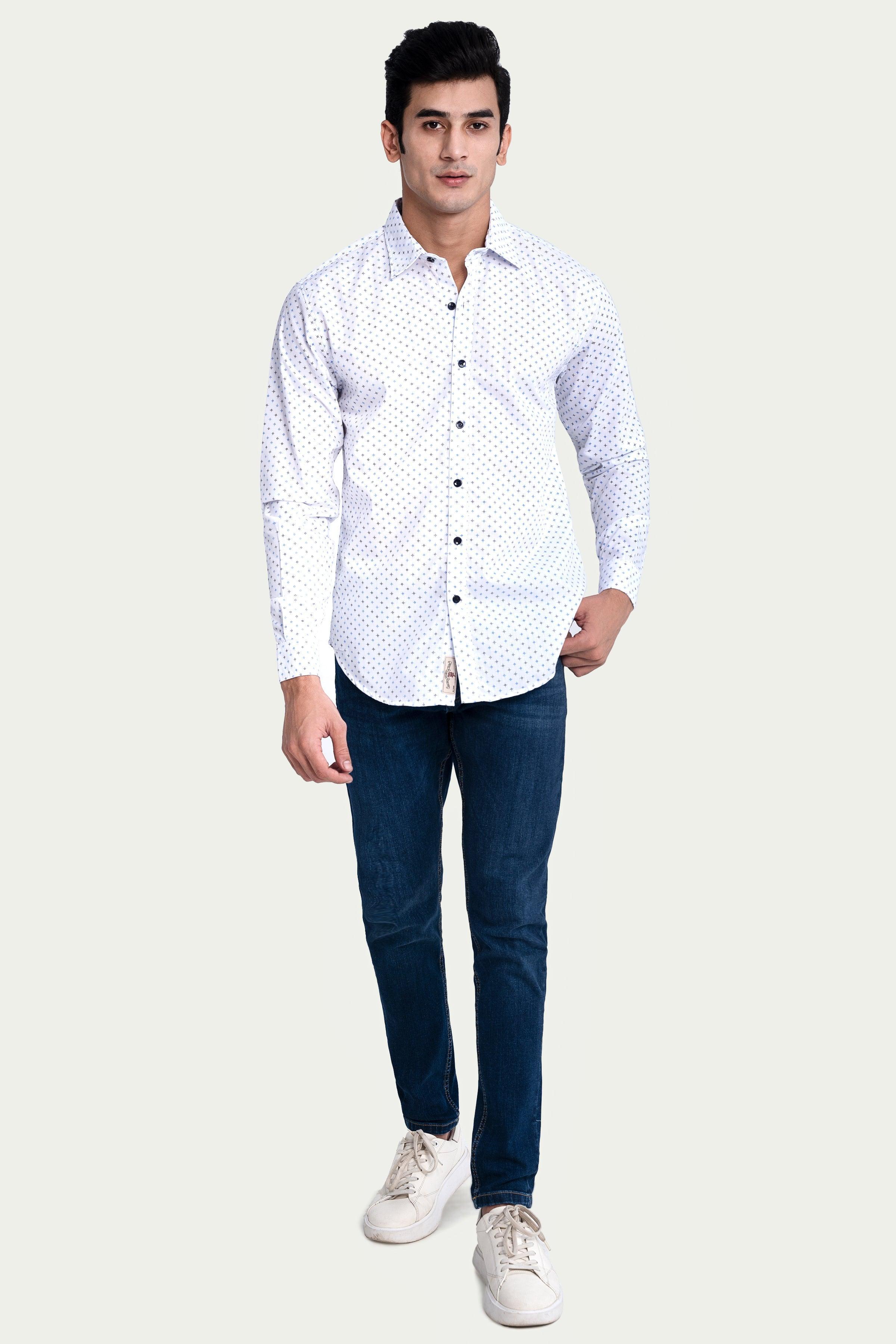 CASUAL SHIRT WHITE PRINTED at Charcoal Clothing