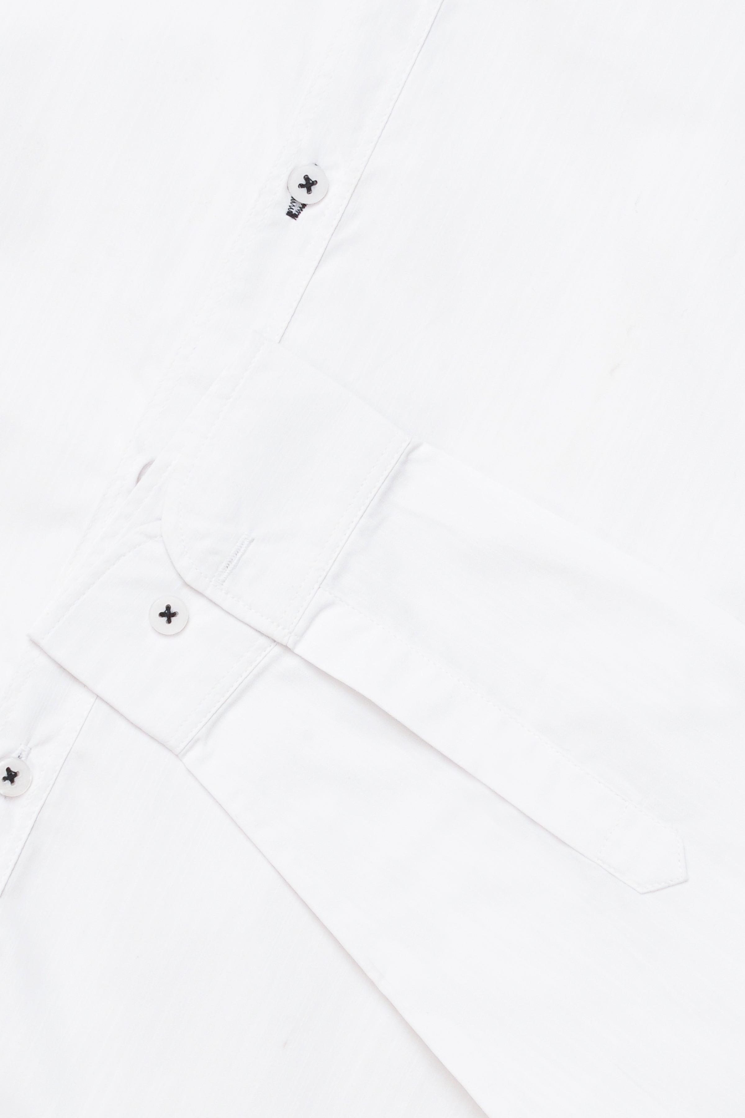 White casual shirt sleeve with button cuff and stitched seams