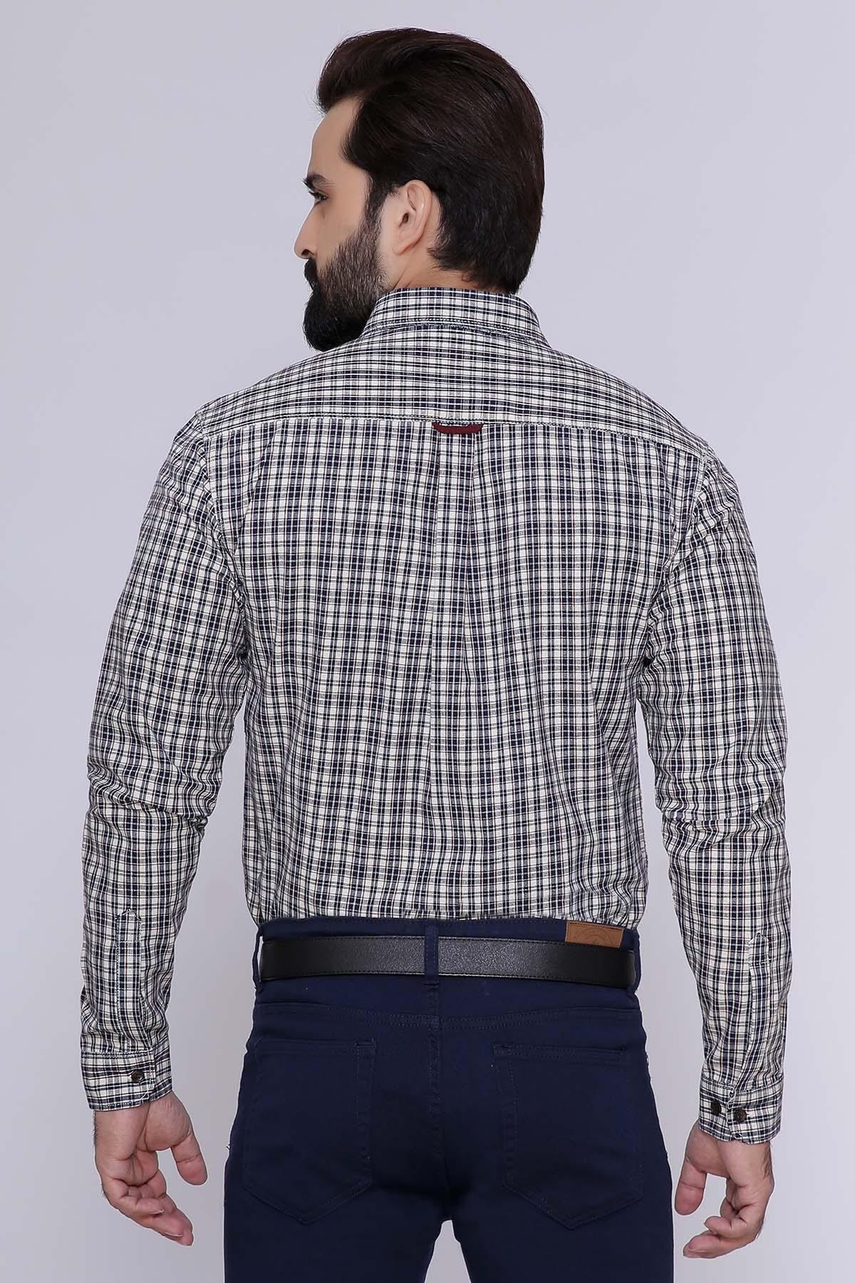 CASUAL SHIRTS FULL SLEEVE NAVY WHITE at Charcoal Clothing