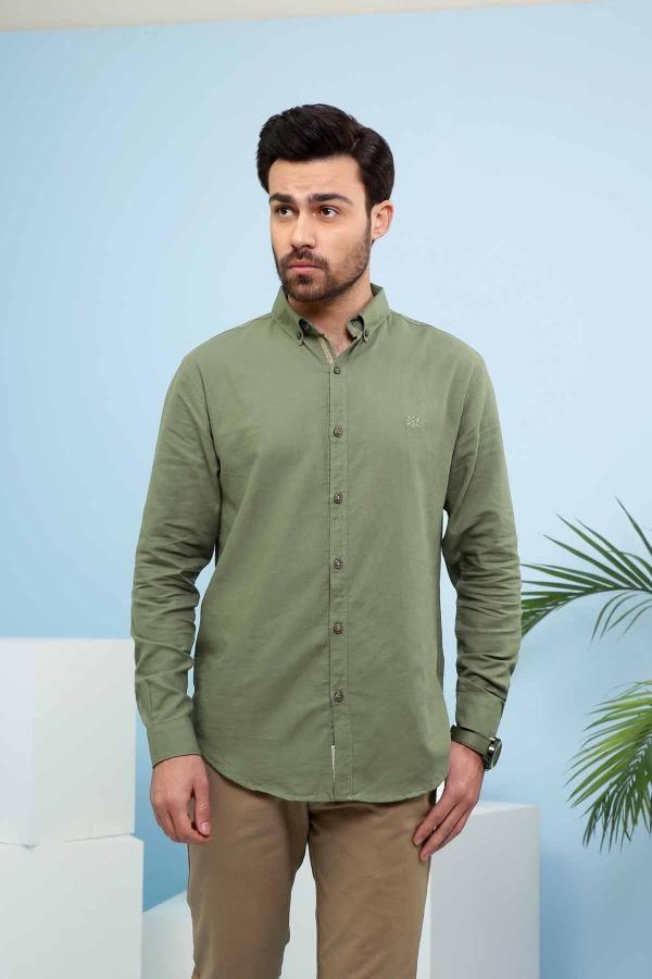 CASUAL SHIRTS FULL SLEEVE SLIM FIT GREEN at Charcoal Clothing