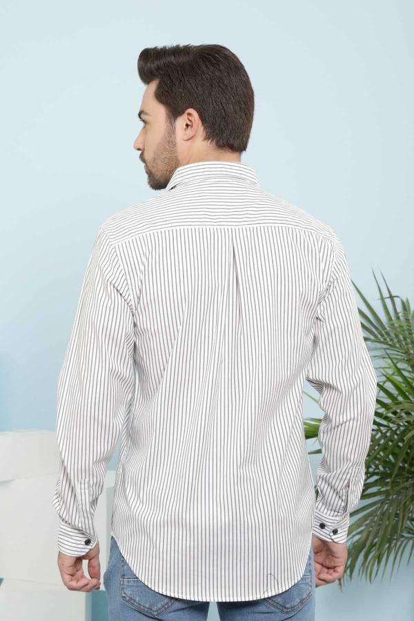 CASUAL SHIRTS FULL SLEEVE SLIM FIT WHITE BLACK at Charcoal Clothing