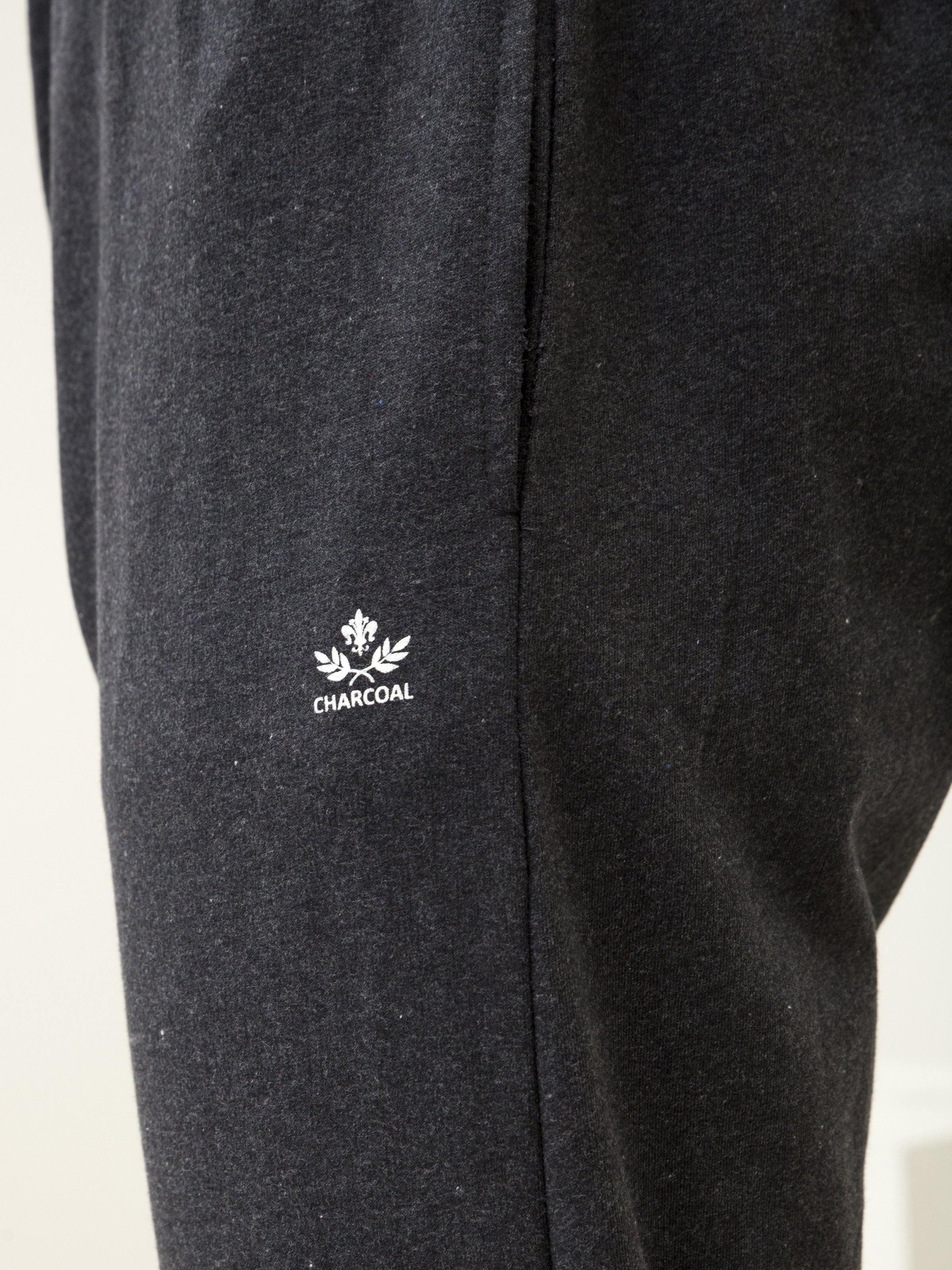 Charcoal melange knit sleep trousers, logo patch on the thigh