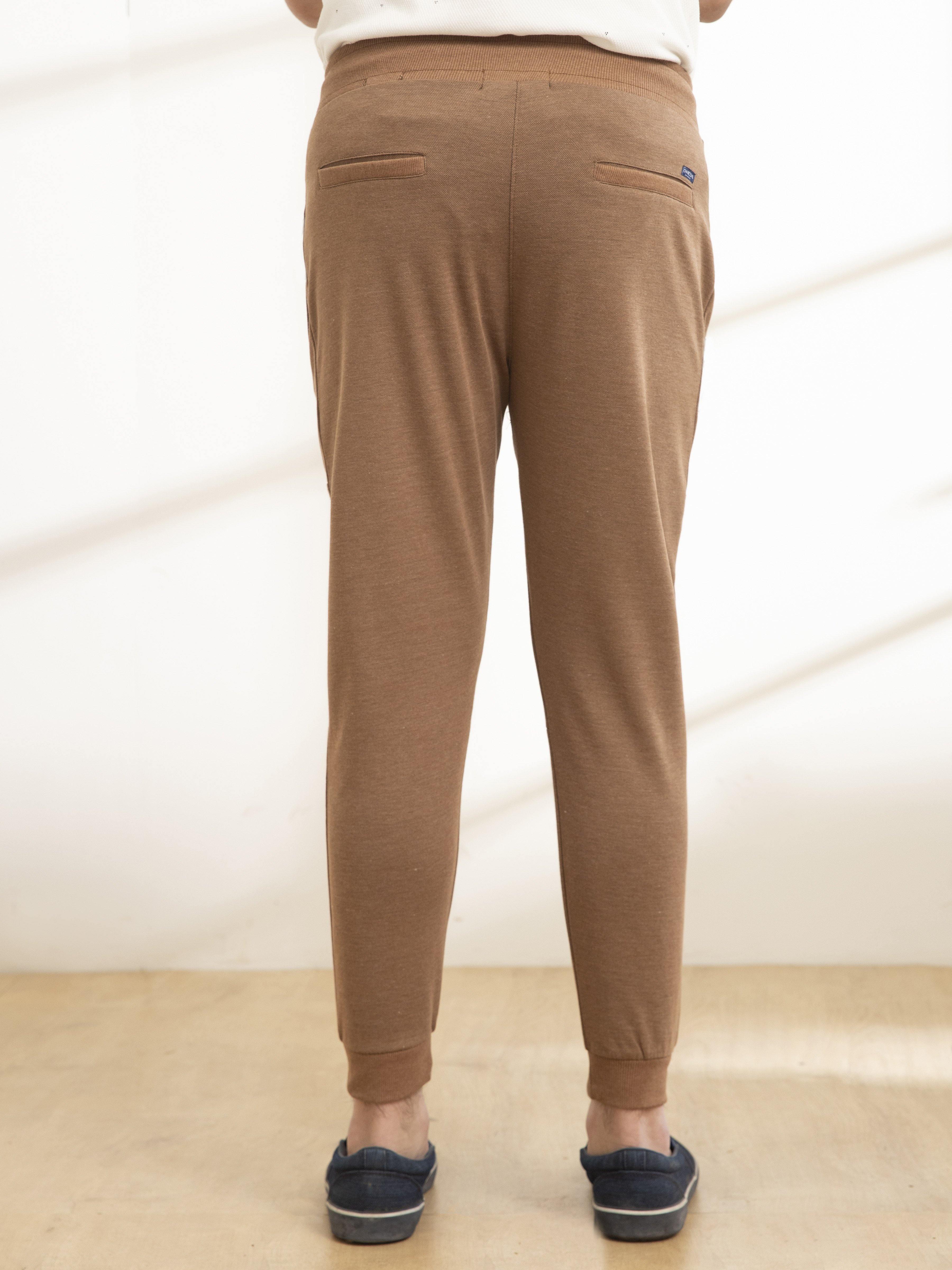 CASUAL TROUSER PIQUE INTERLOCK D KHAKI MELANGE at Charcoal Clothing
