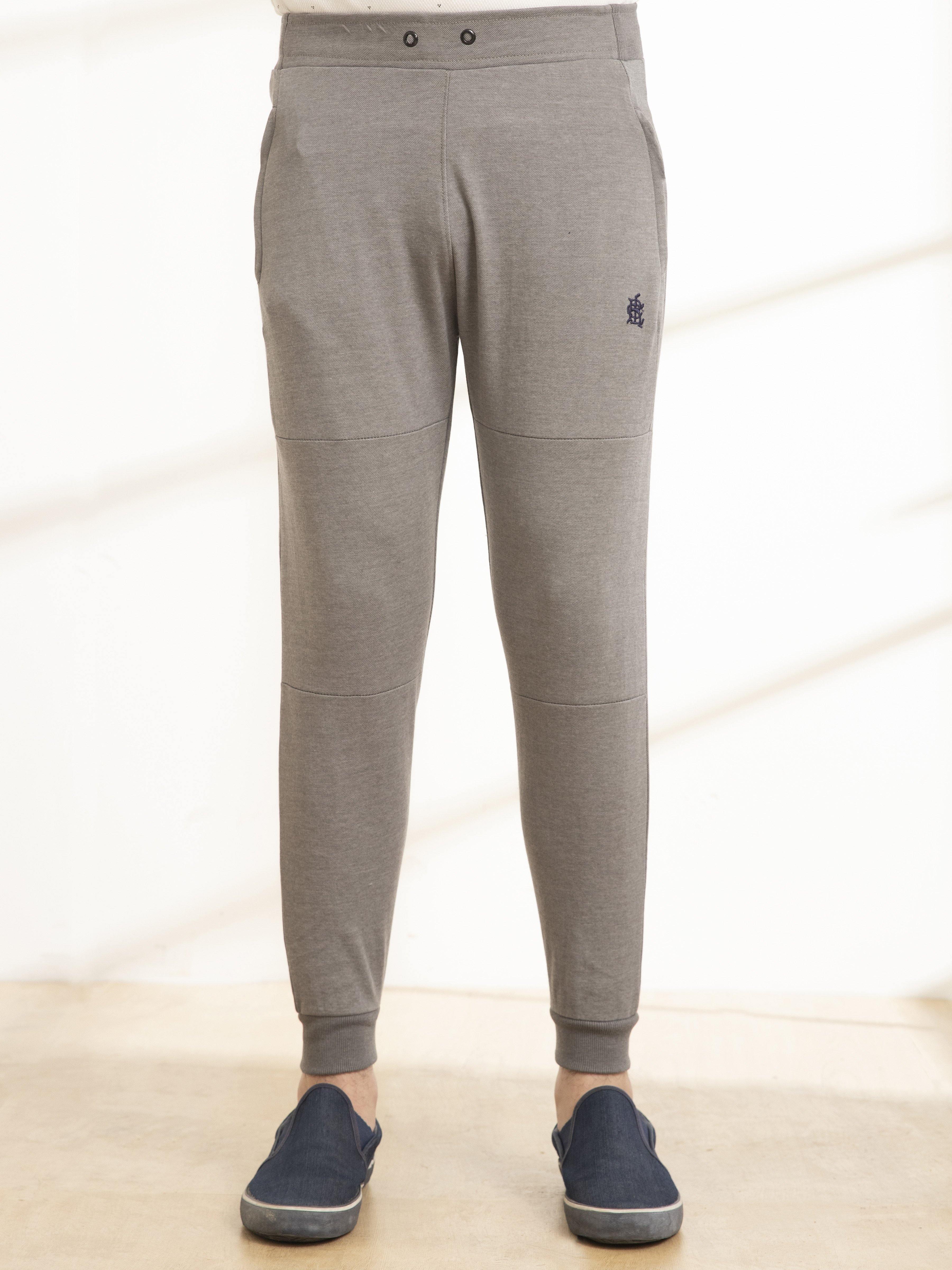 CASUAL TROUSER PIQUE INTERLOCK GREY MELANGE at Charcoal Clothing