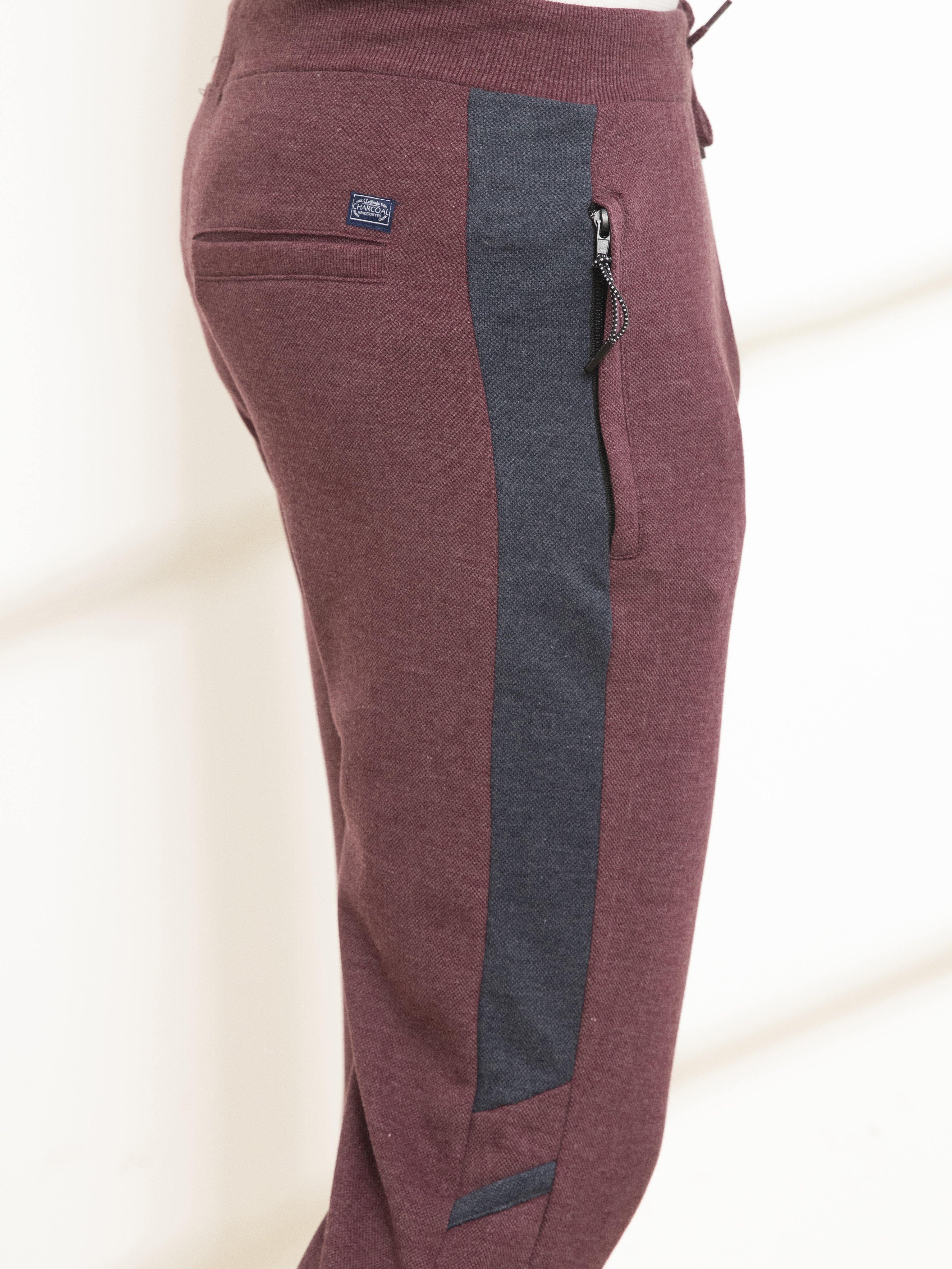 CASUAL TROUSER PIQUE TERRY MAROON MELANGE at Charcoal Clothing