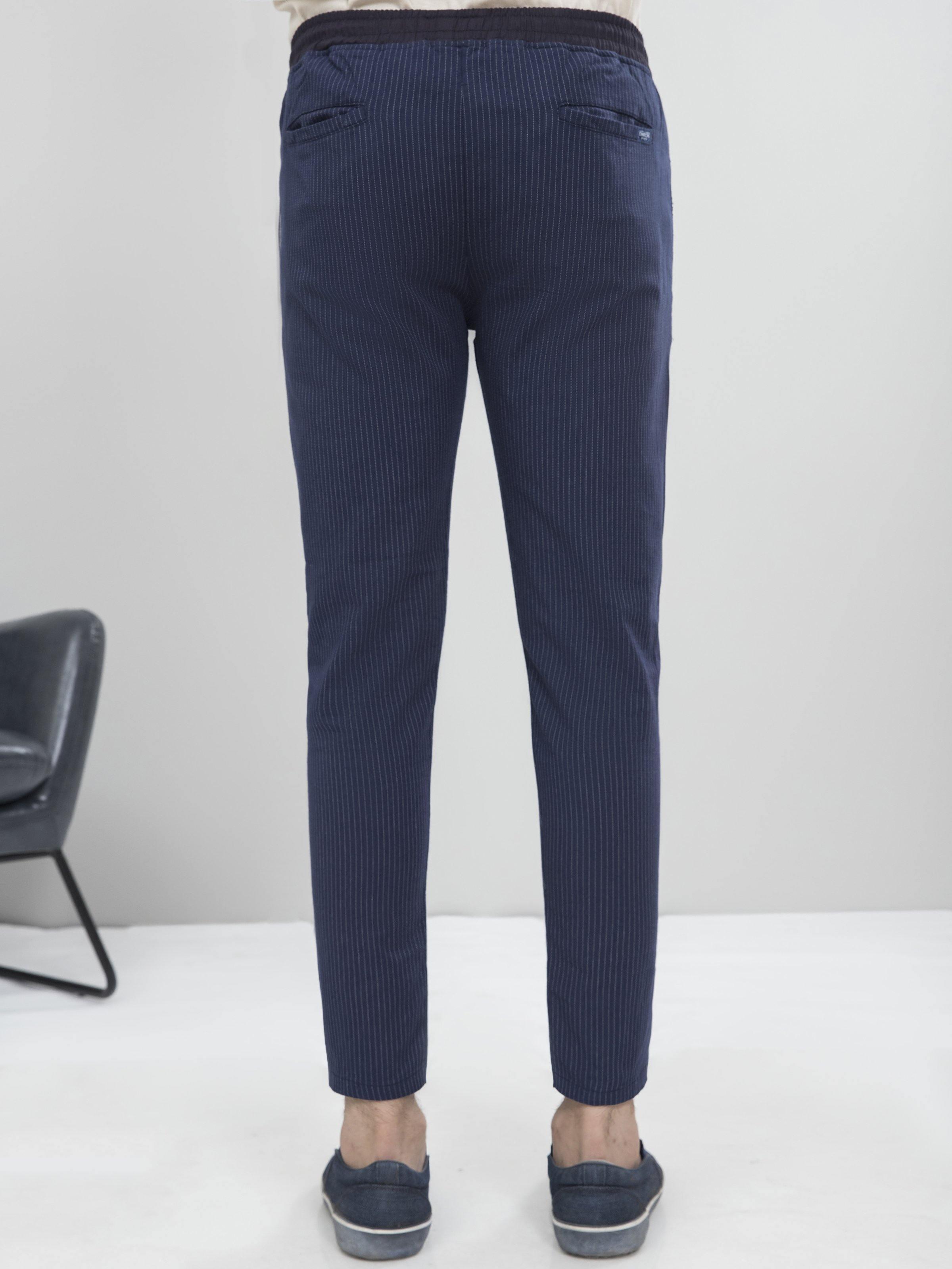 CASUAL TROUSER TAPERED FIT NAVY BLUE at Charcoal Clothing